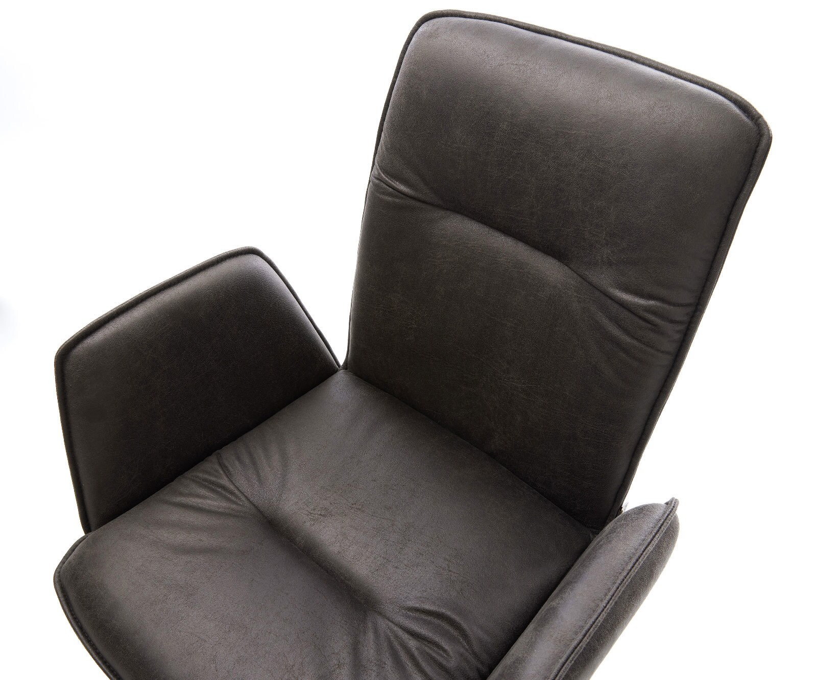 Въртящ се стол Vinja-Flex микрофибър антрацит винтидж кръстосана рамка широк ефект покритие титан 360° въртяща се люлееща се функция 4