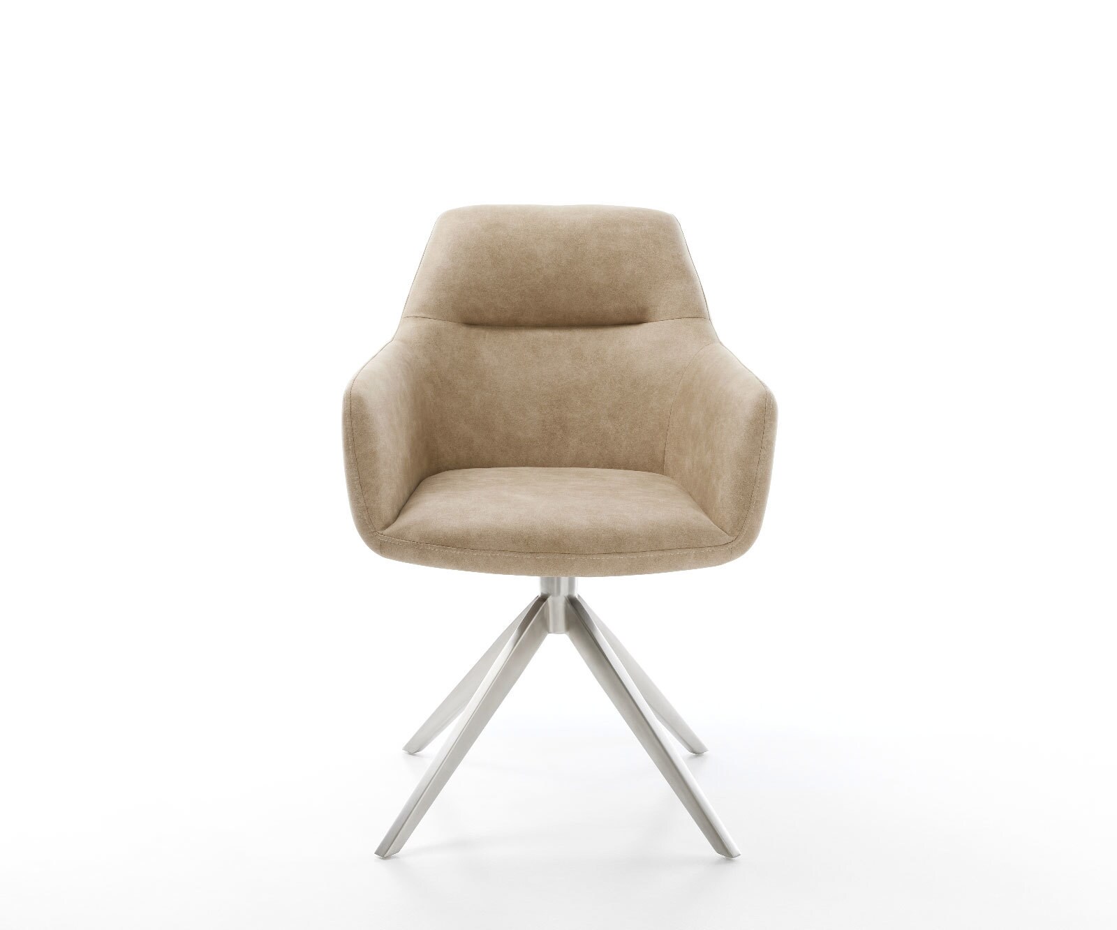 Въртящ се стол Pejo-Flex Микрофибър Бежово Vintage Кръстосана рамка широка Неръждаема стомана 360° въртене Люлееща се функция Ядро от джобни пружини 1