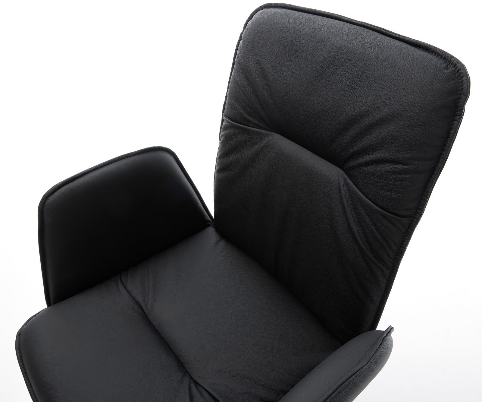 Въртящ се стол Vinja-Flex Естествена кожа Черна кръстосана рамка широка Неръждаема стомана Въртене на 360° Люлееща се функция 3