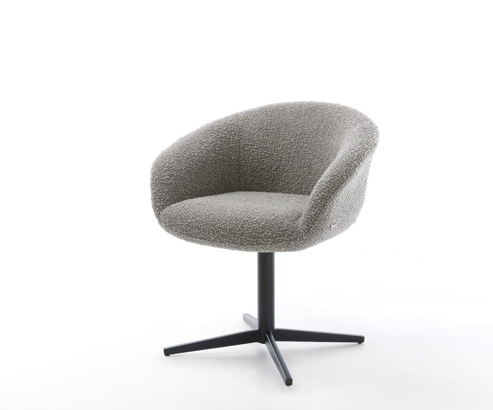 Врътящ се стол с подлакътници Букле СребристСив Офис основа Черен 360° въртящ се Покет пружина Vinka-Flex 1