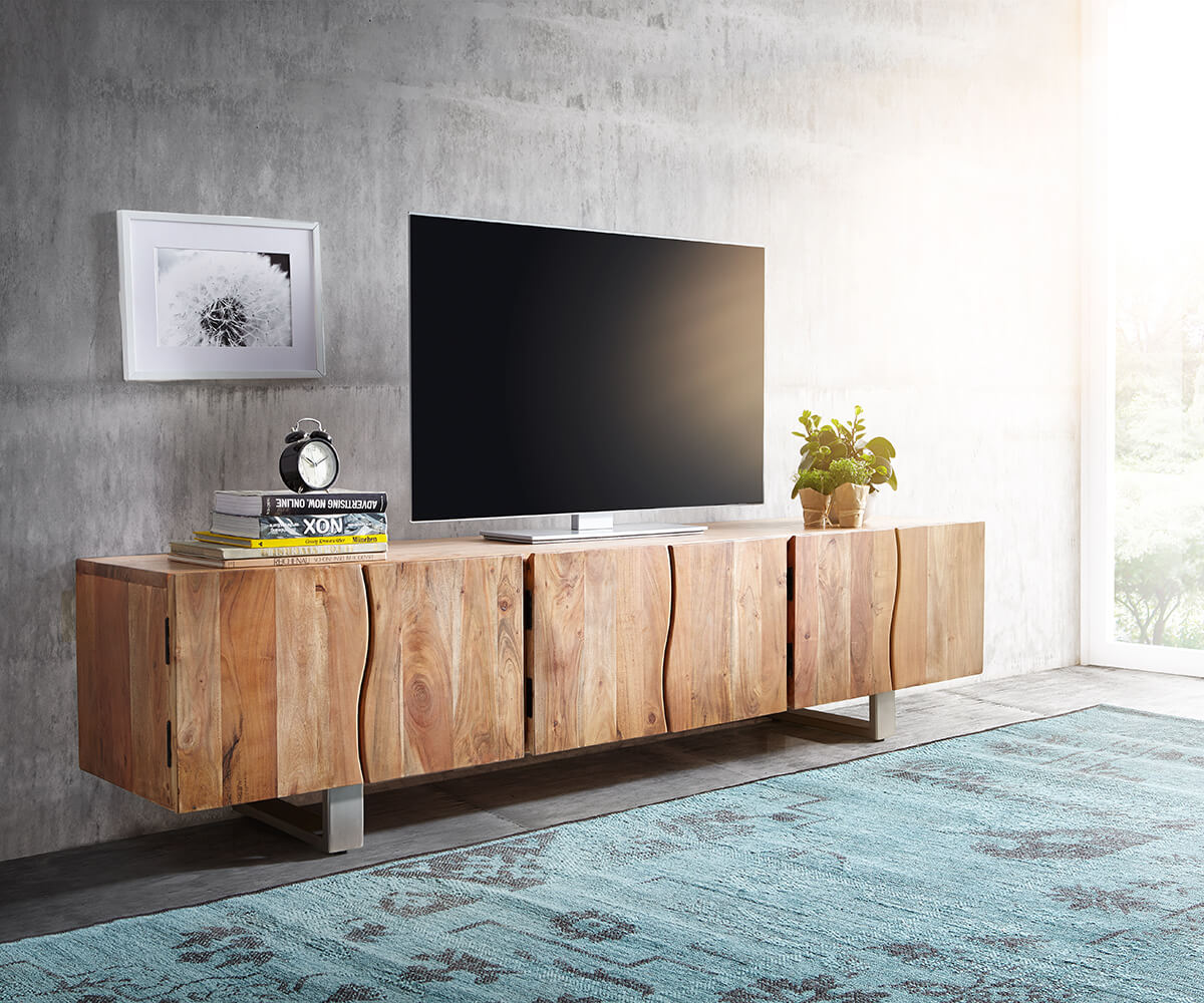 ТВ шкаф Live-Edge 220 cm 6 врати дървен ръб 