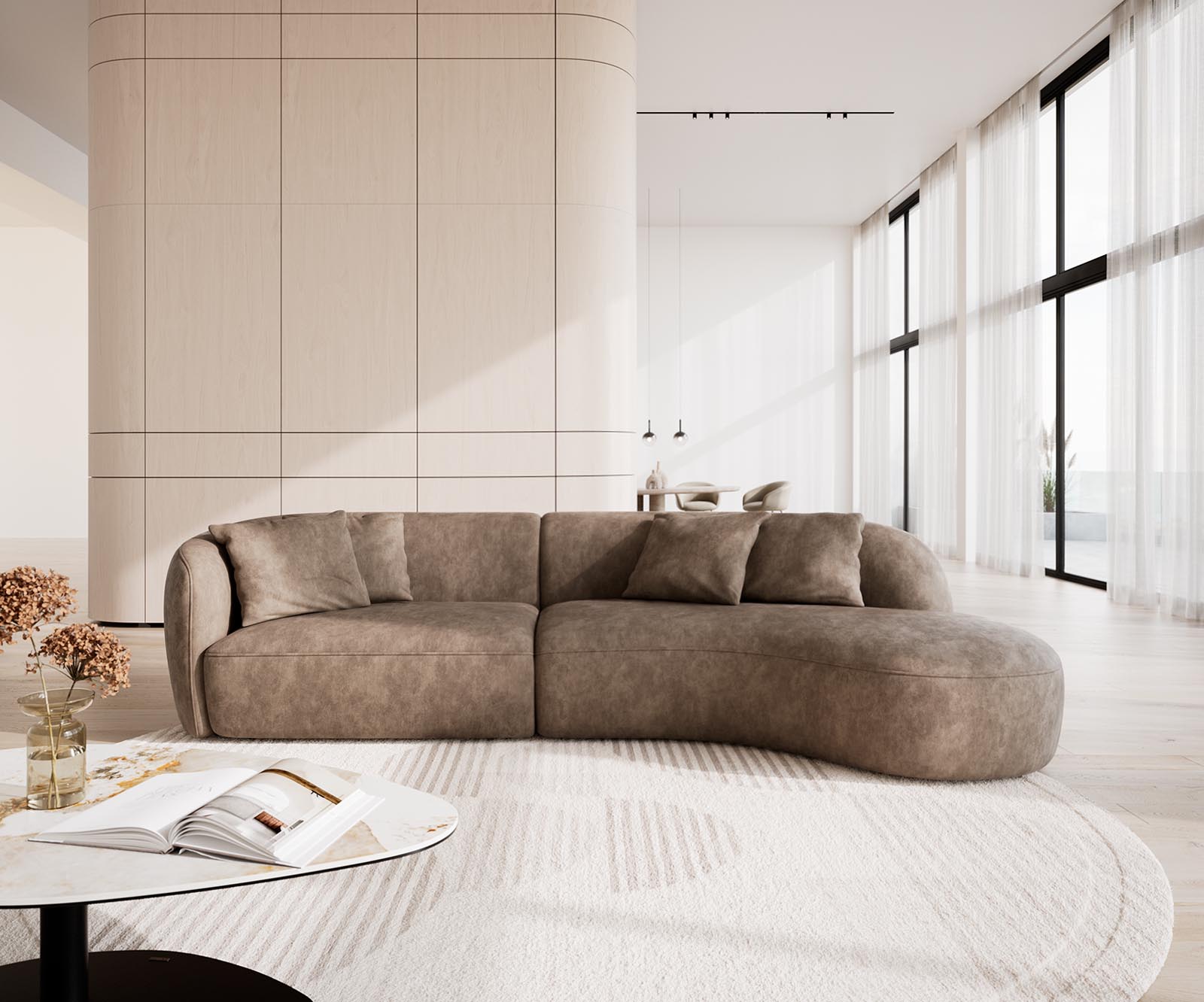 Диван Mairi 330x160 cm микрофибър сив цвят vintage Диван Mairi 330x160 cm микрофибър сив цвят vintage