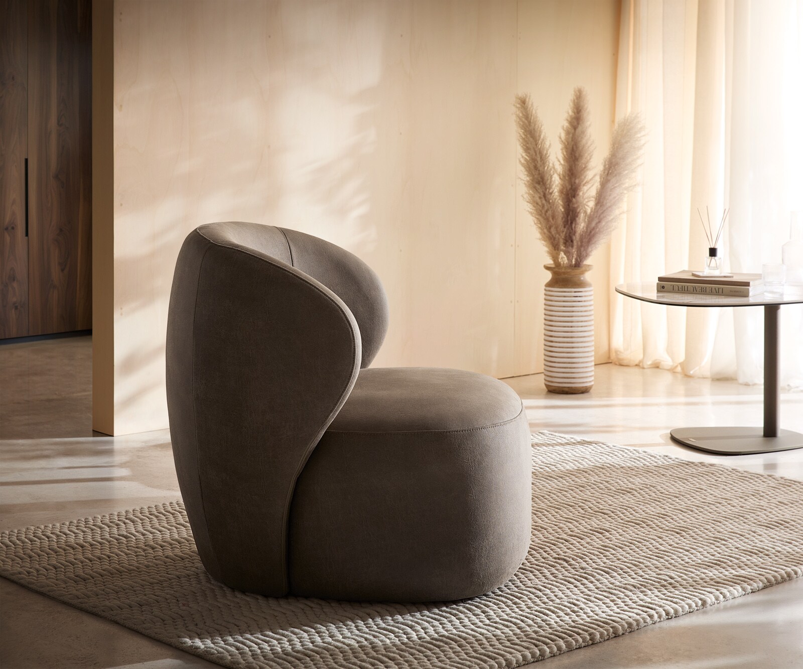 Стол за отдих Pulo 80x80 cm от микрофибър тъмно сиво vintage 3