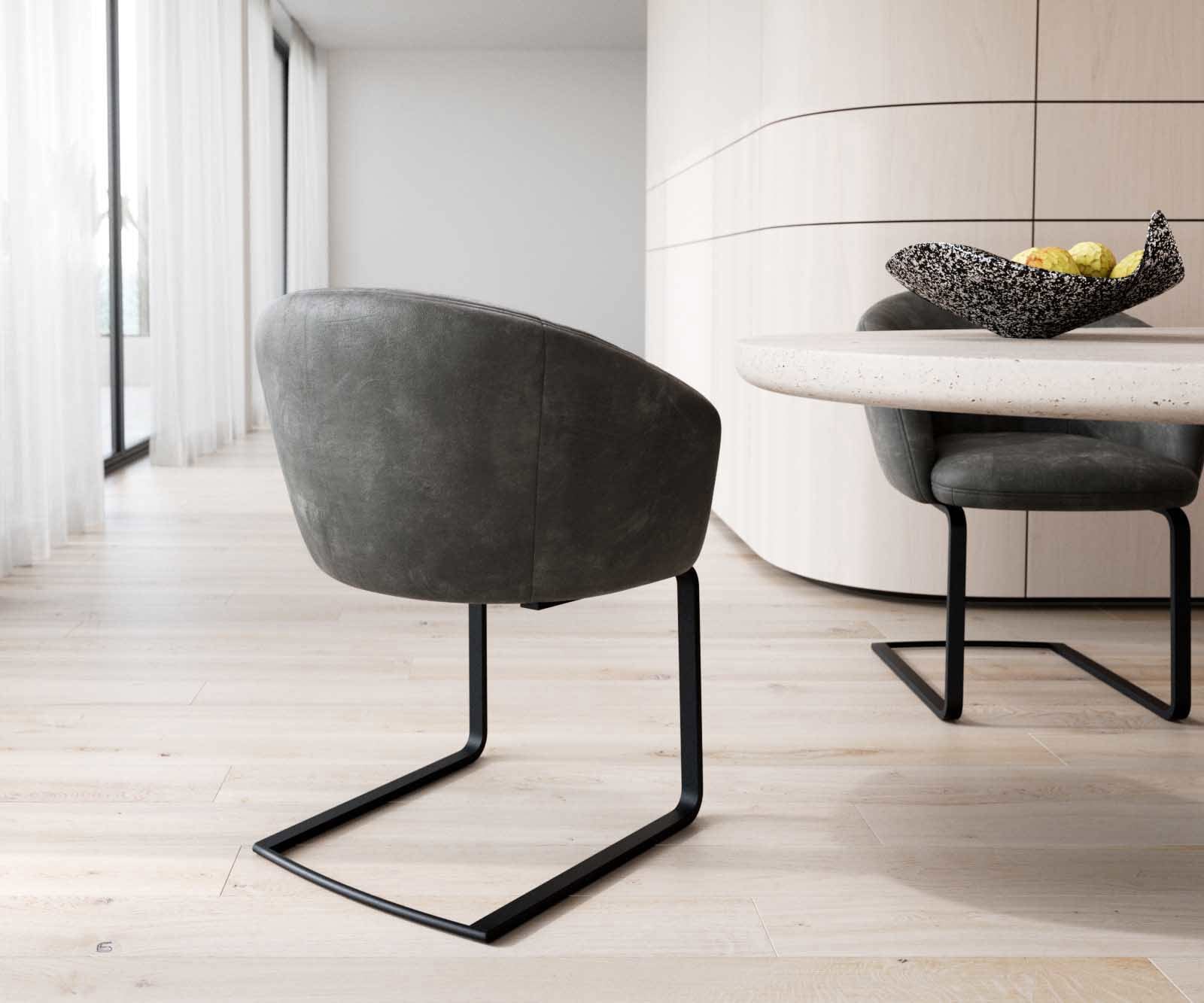 Люлеещ стол с подлакътници Антрацит Винтидж Конзолен крак плосък Черен Покет пружина Caja-Flex 4 Люлеещ стол с подлакътници Антрацит Винтидж Конзолен крак плосък Черен Покет пружина Caja-Flex 4