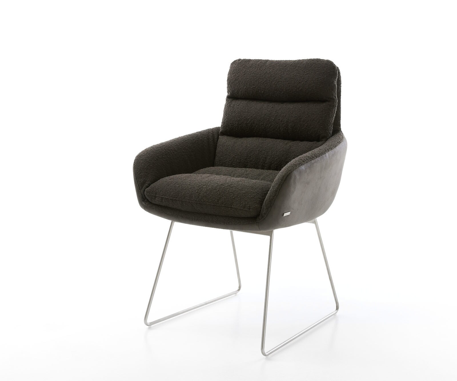 Трапезен стол с подлакътници Комбинация дамаски Черен Извити крака Неръждаема стомана Abelia-Flex Трапезен стол с подлакътници Комбинация дамаски Черен Извити крака Неръждаема стомана Abelia-Flex