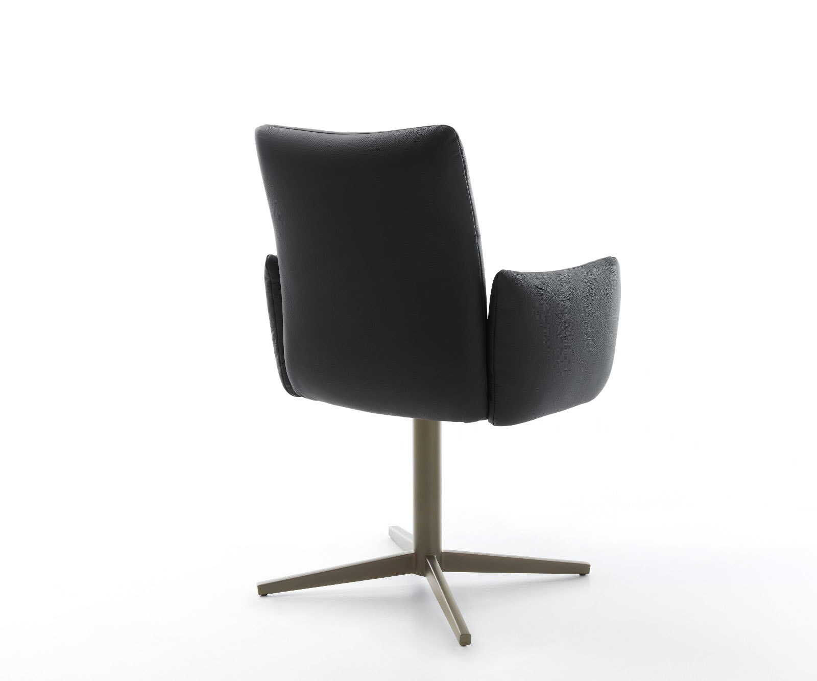 Врътящ се стол с подлакътници Естествена кожа Черен Офис основа  Titan 360° въртящ се Покет пружина Jova-Flex 5