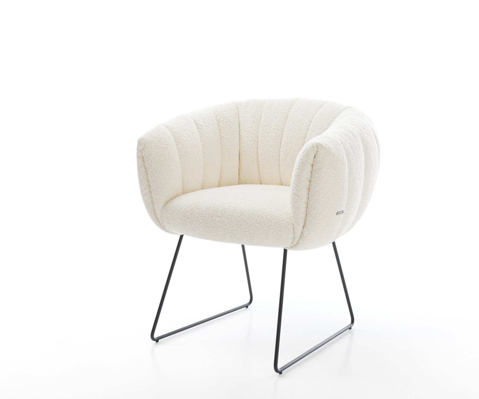 Трапезен стол Jada-Flex, Бяло Букле, Основа шейна, Черно Ядро от джобни пружини