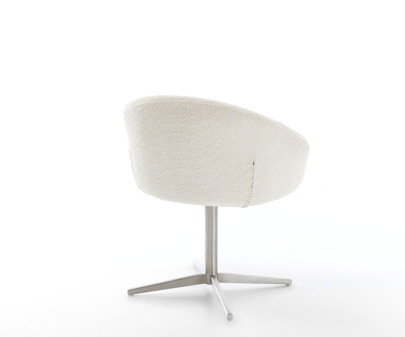 Врътящ се стол с подлакътници Букле Бял Офис основа Неръждаема стомана 360° въртящ се Покет пружина Vinka-Flex 5