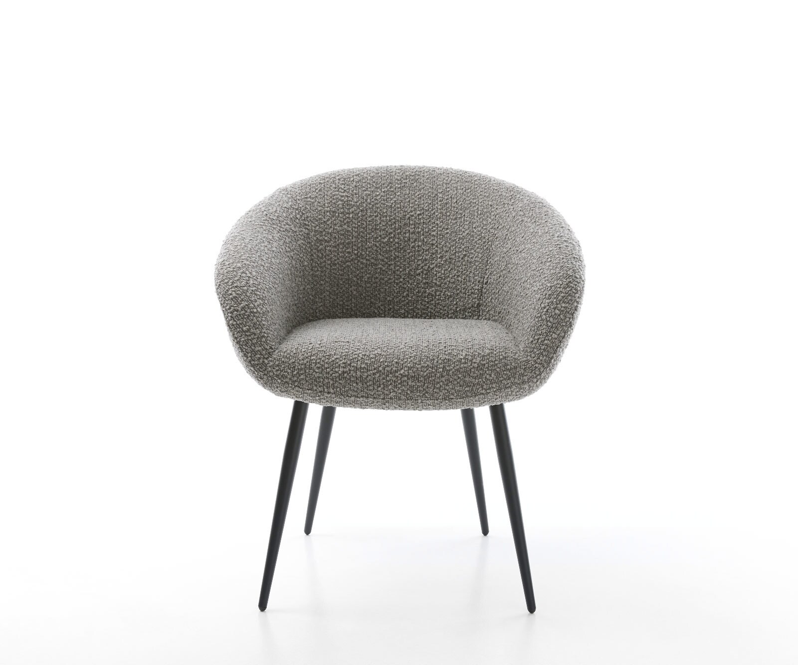 Трапезен стол с подлакътници Букле СребристСив 4 крака конични Черен Покет пружина Vinka-Flex 2