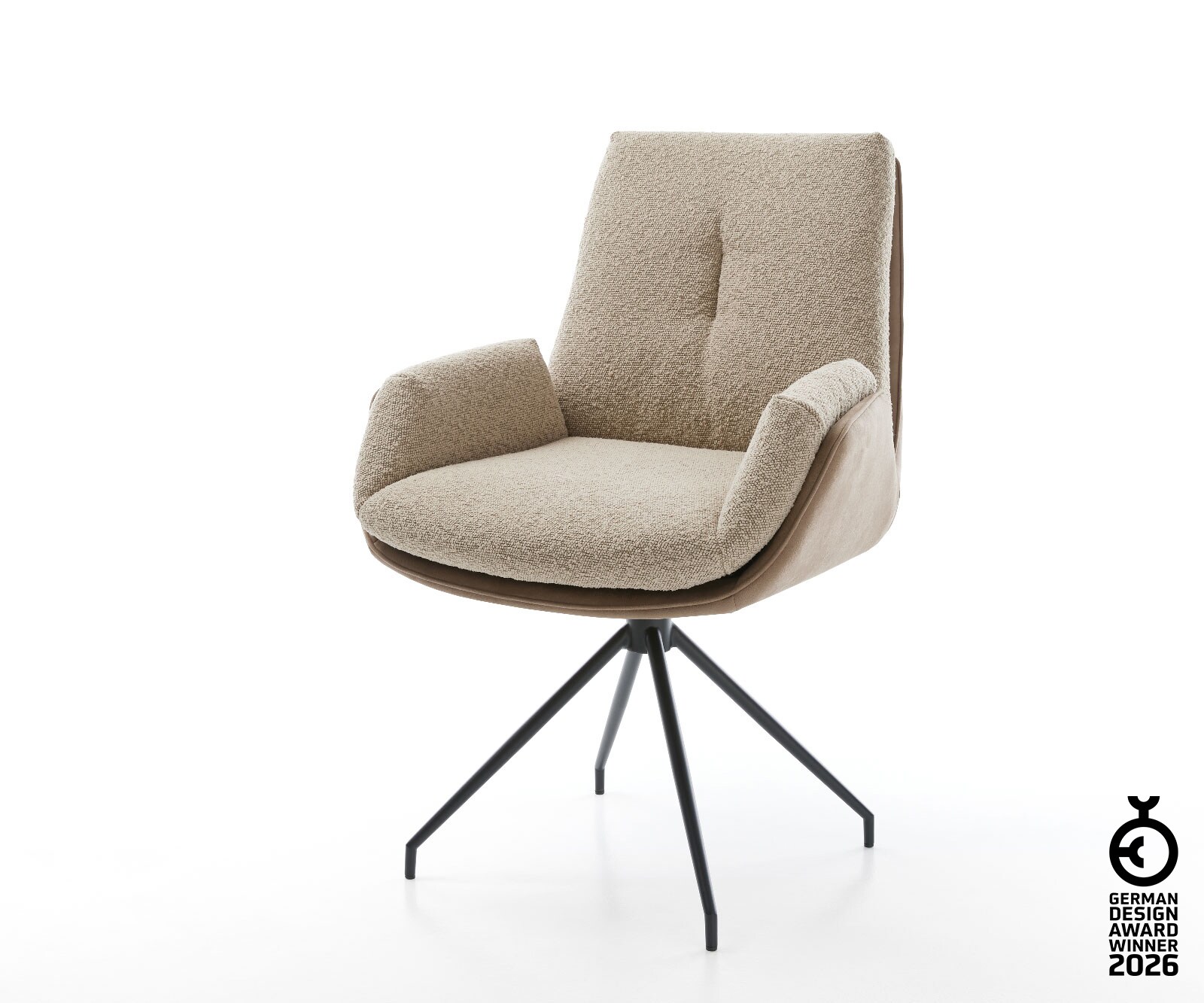 Въртящ се стол Clea-Flex материал микс кръстосана рамка конична черна 180° въртящ се