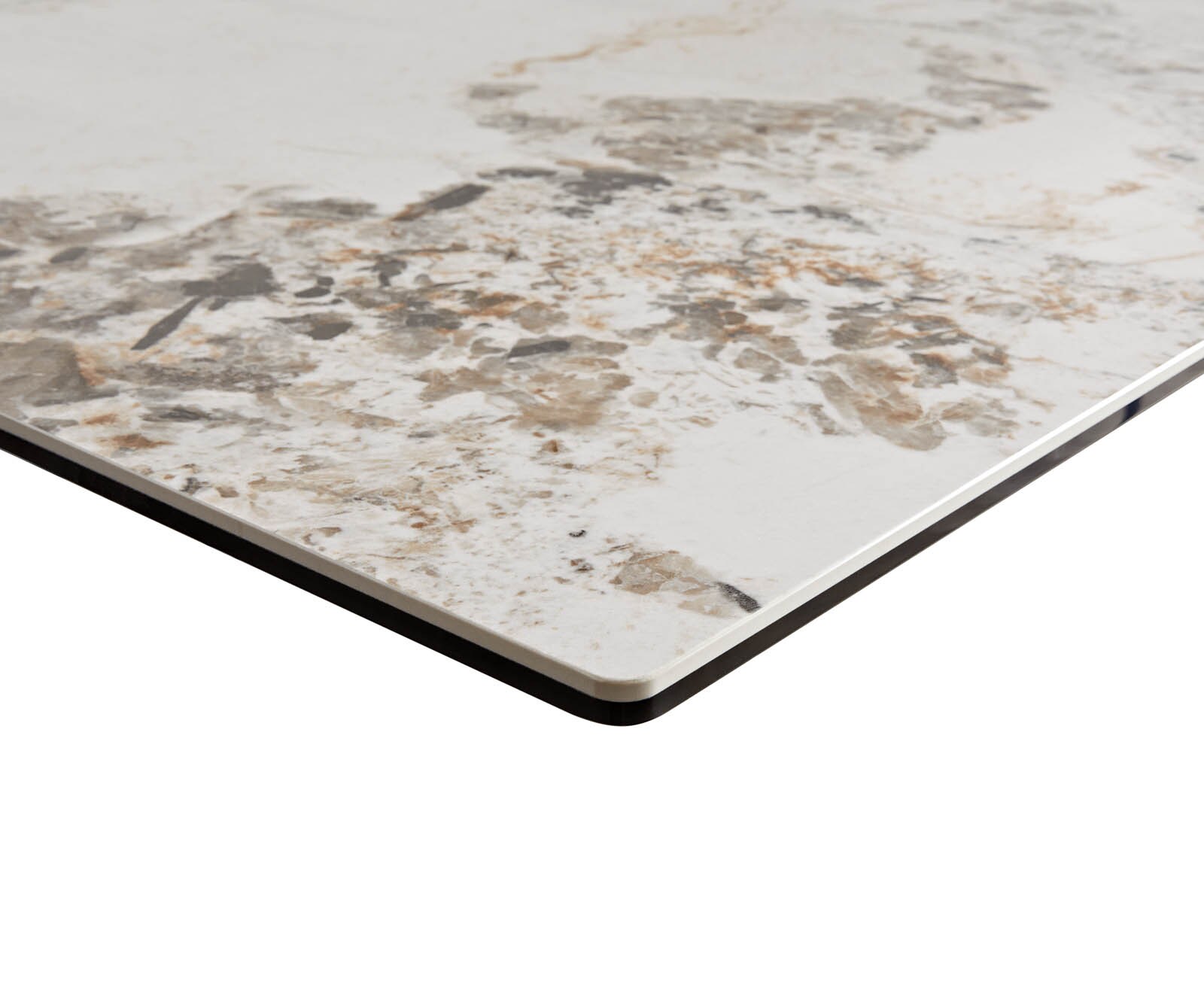 Маса 180-220x100 Keramik Minas Melange Бял-Бежов W-Рамка Черен разтегателна Edge 3