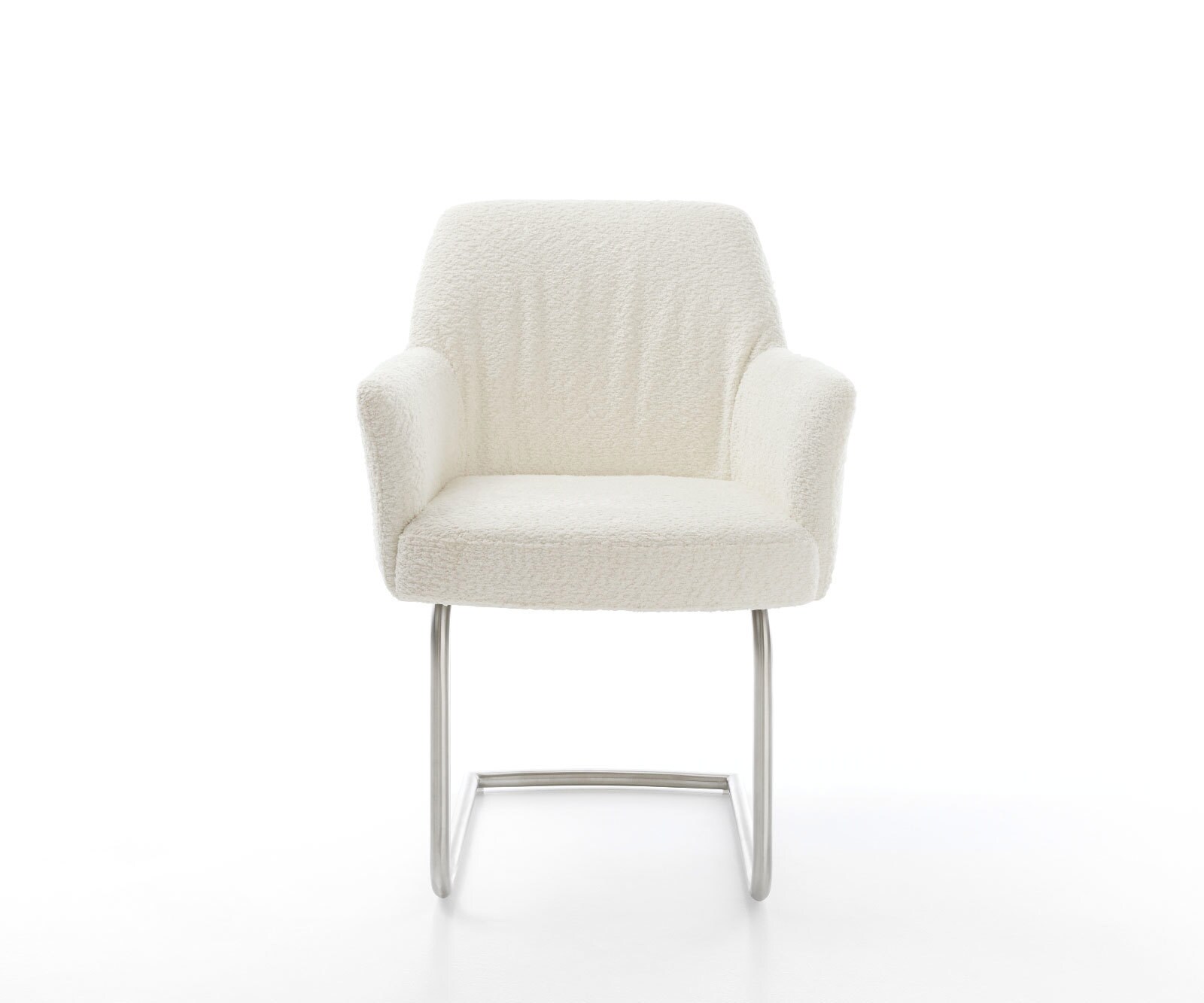 Люлеещ стол с подлакътници Букле Бял Конзолен крак кръгъл Неръждаема стомана Покет пружина Xana-Flex 2