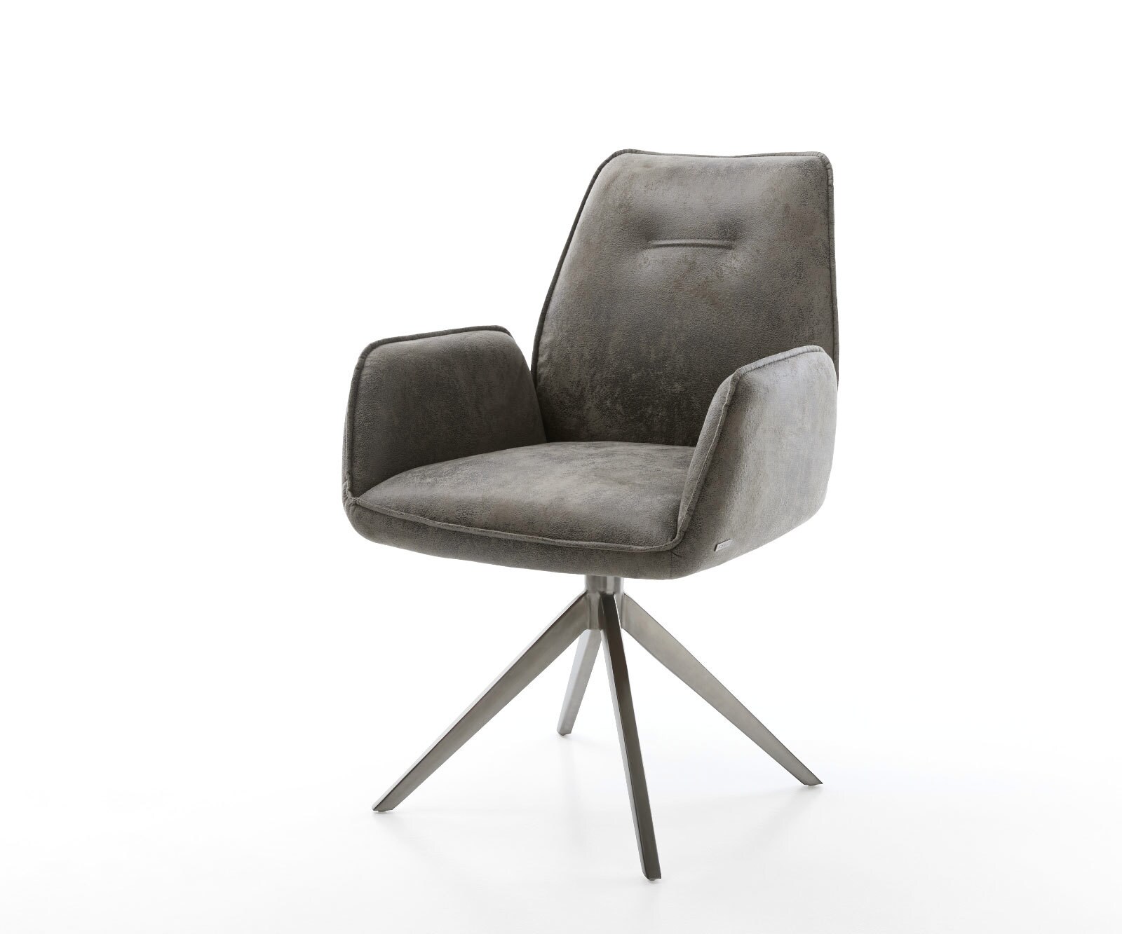 Въртящ се стол Zoa-Flex микрофибър сив античен кръстосана рамка широк графит 360° въртяща се люлееща се функция сърцевина от джобни пружини