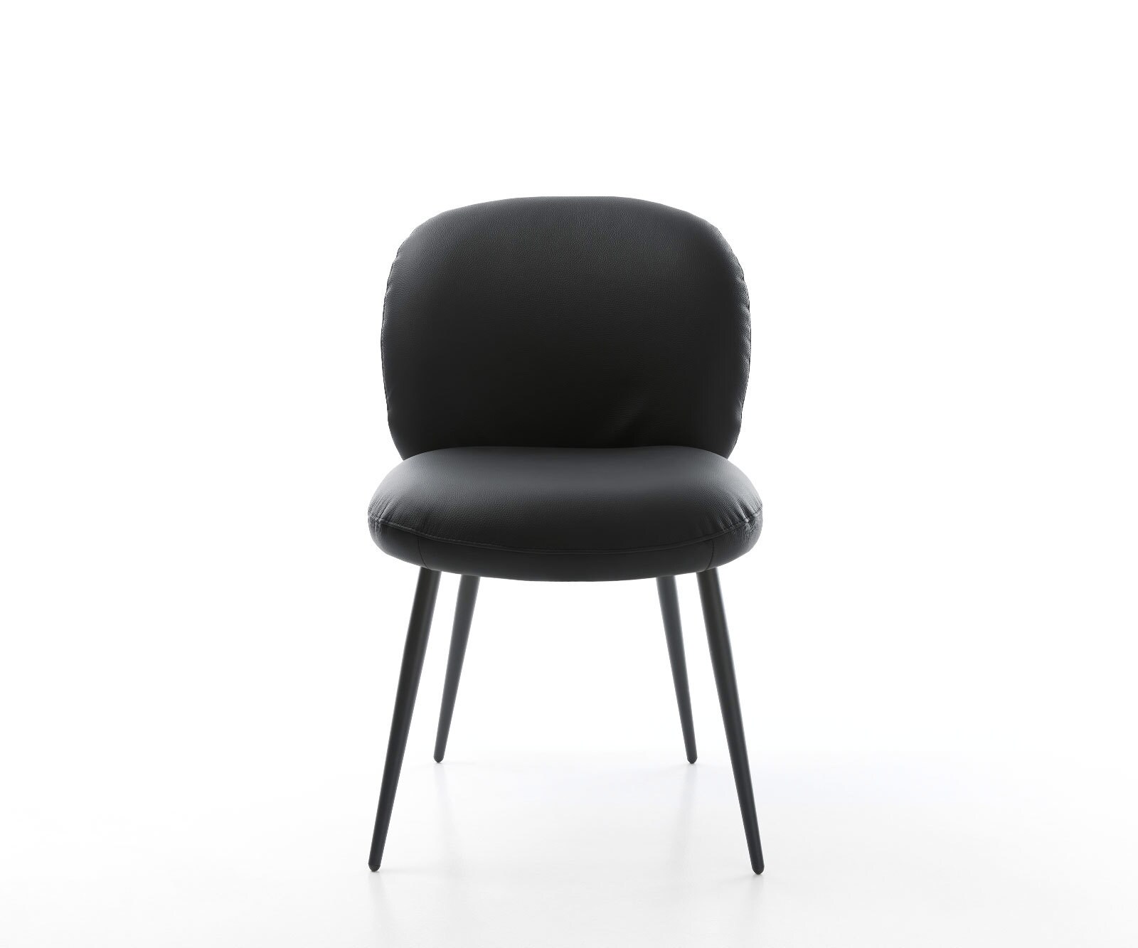 Трапезен стол Естествена кожа Черен 4 крака конични Черен Покет пружина Nube-Flex 2