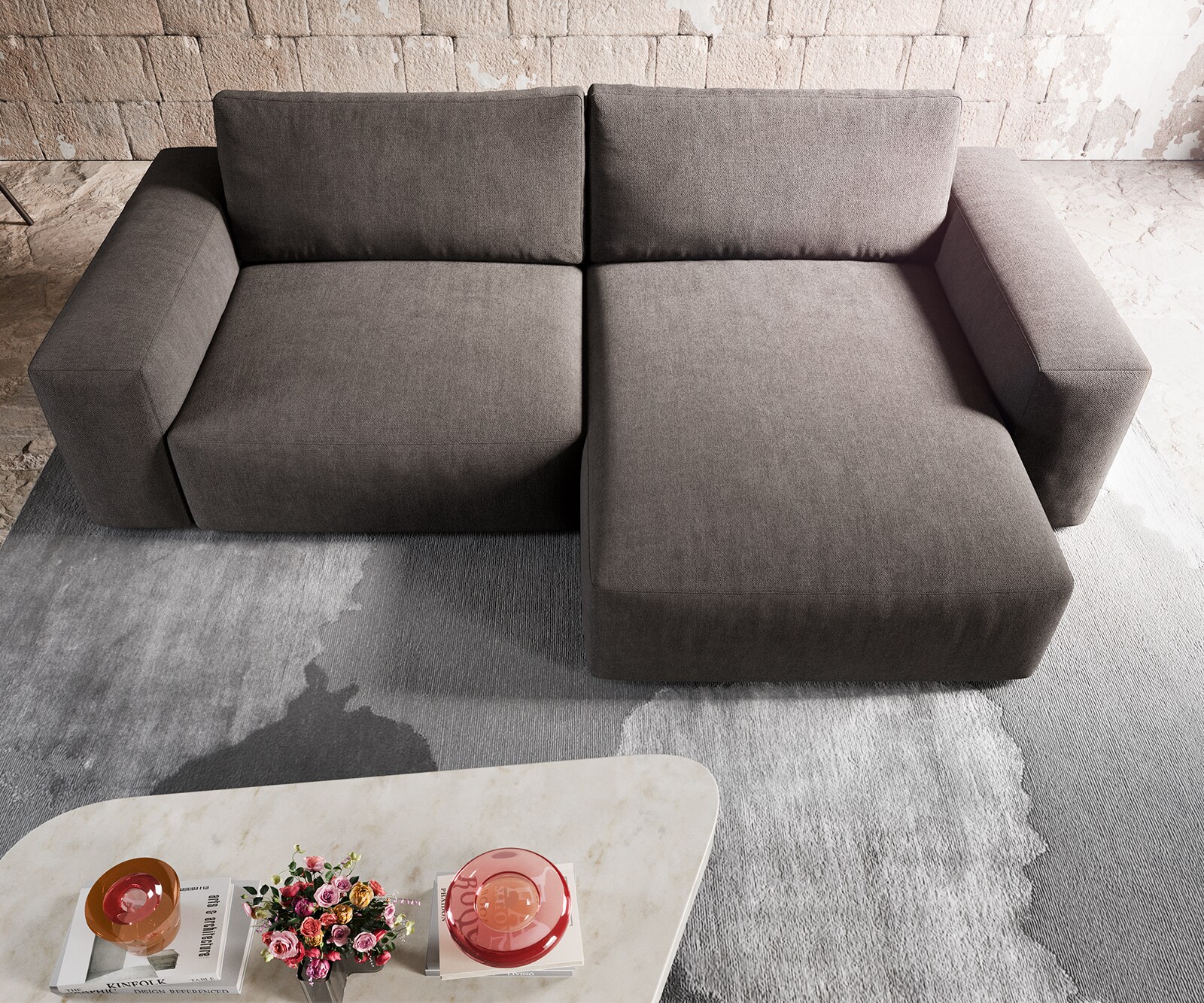 Ъглов диван  Lanzo XL 270x180 см Микрофибър Каки-Кафяв, Лява/Дясна Лежанка 3