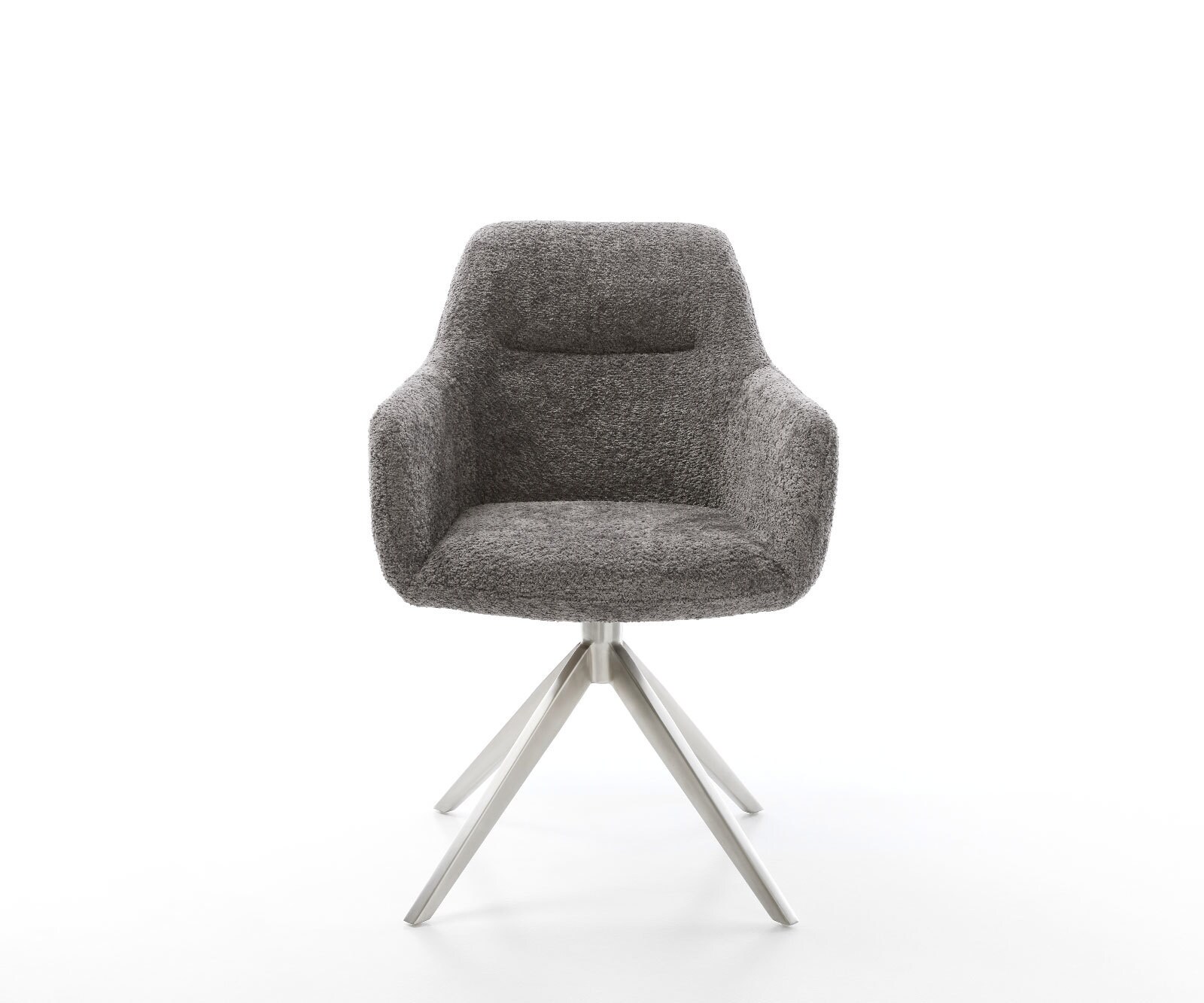 Въртящ се стол Pejo-Flex Bouclé Grey Широка кръстосана рамка Неръждаема стомана Въртене на 360° Люлееща се функция Ядро от джобни пружини 1