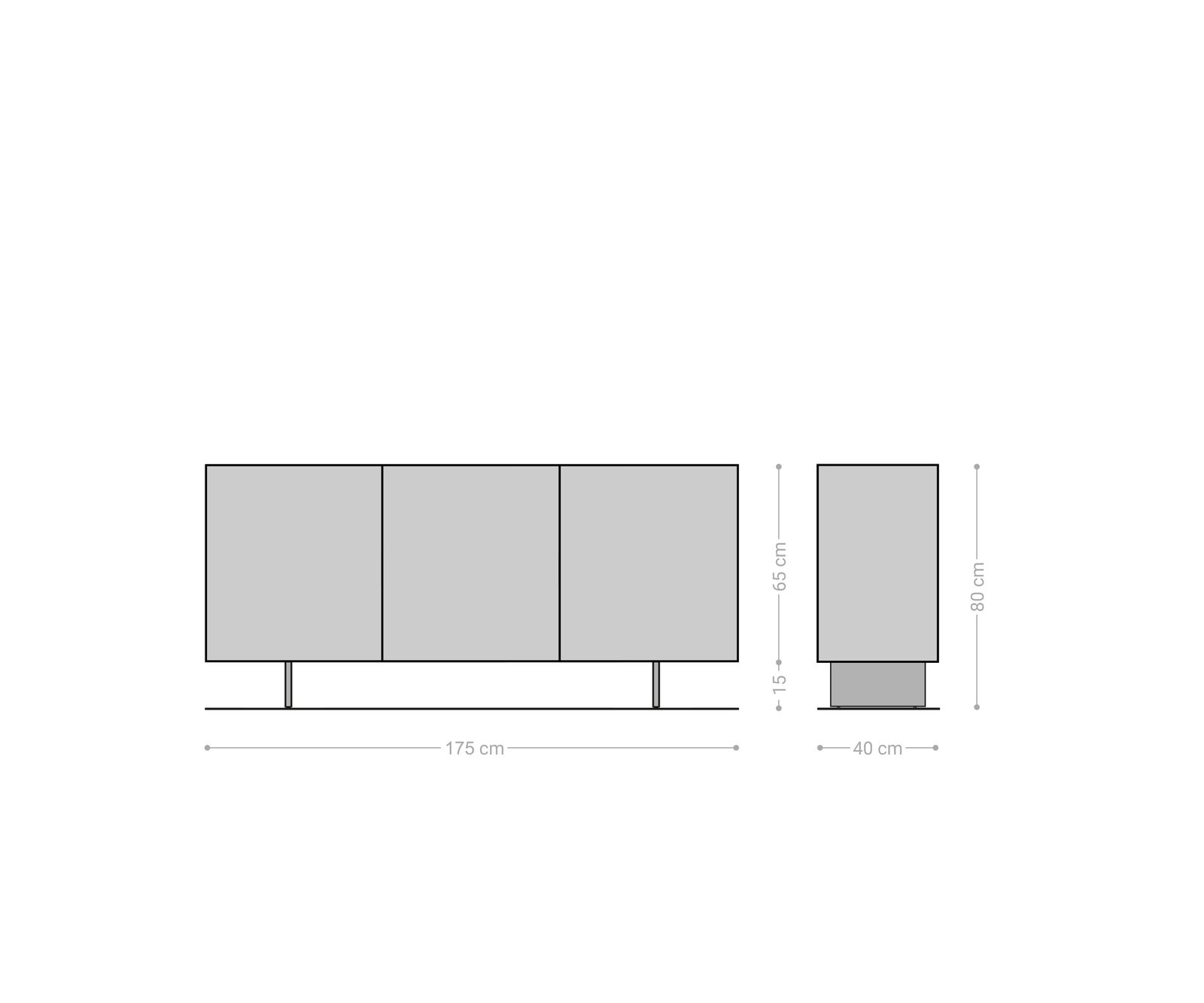 Бюфет Пъзел 175 см естествен дъб 3 врати основа плаващ метал черен 6
