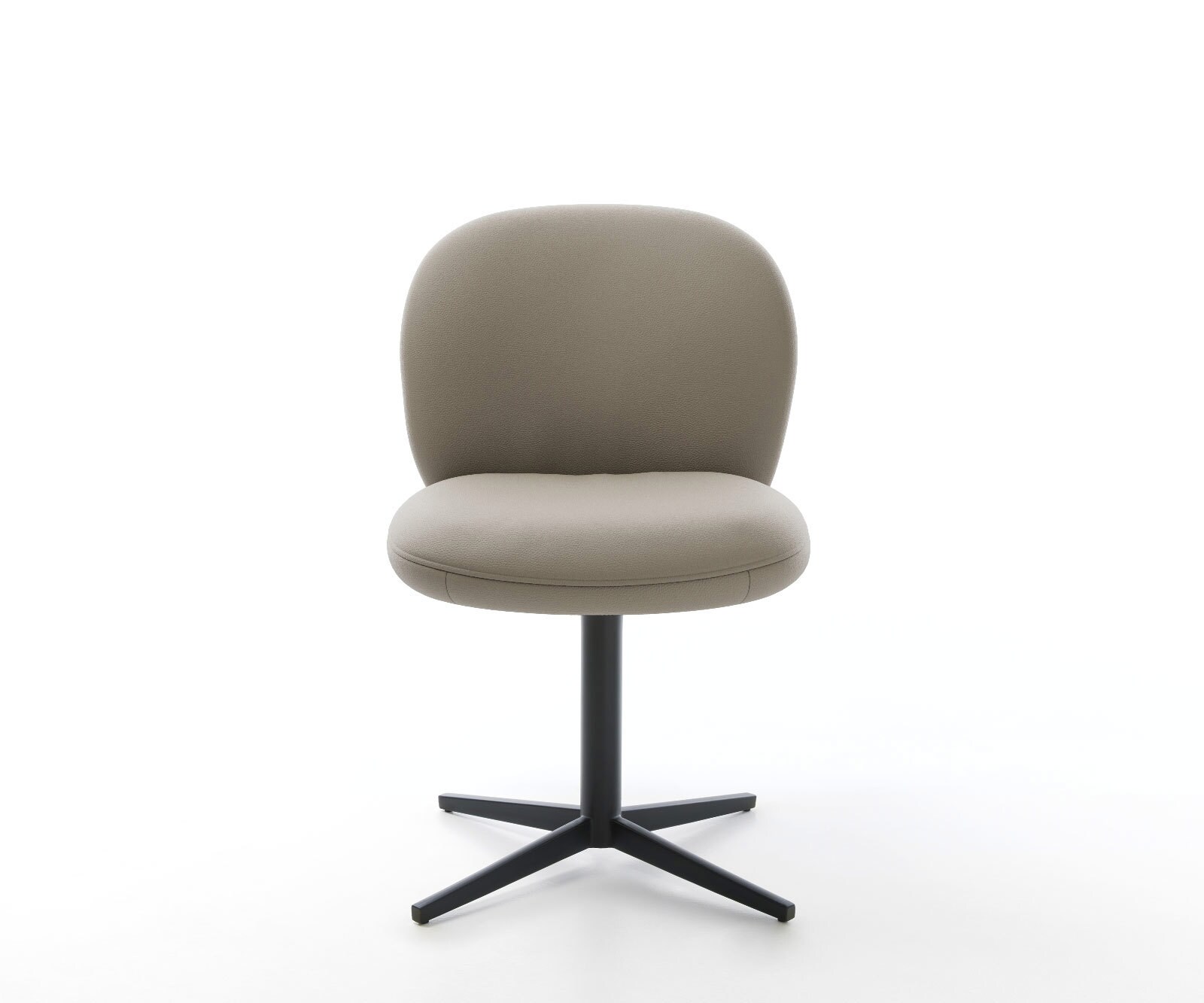 Врътящ се стол Естествена кожа Сиво-Кафяв Офис основа Черен 360° въртящ се Покет пружина Nube-Flex 2