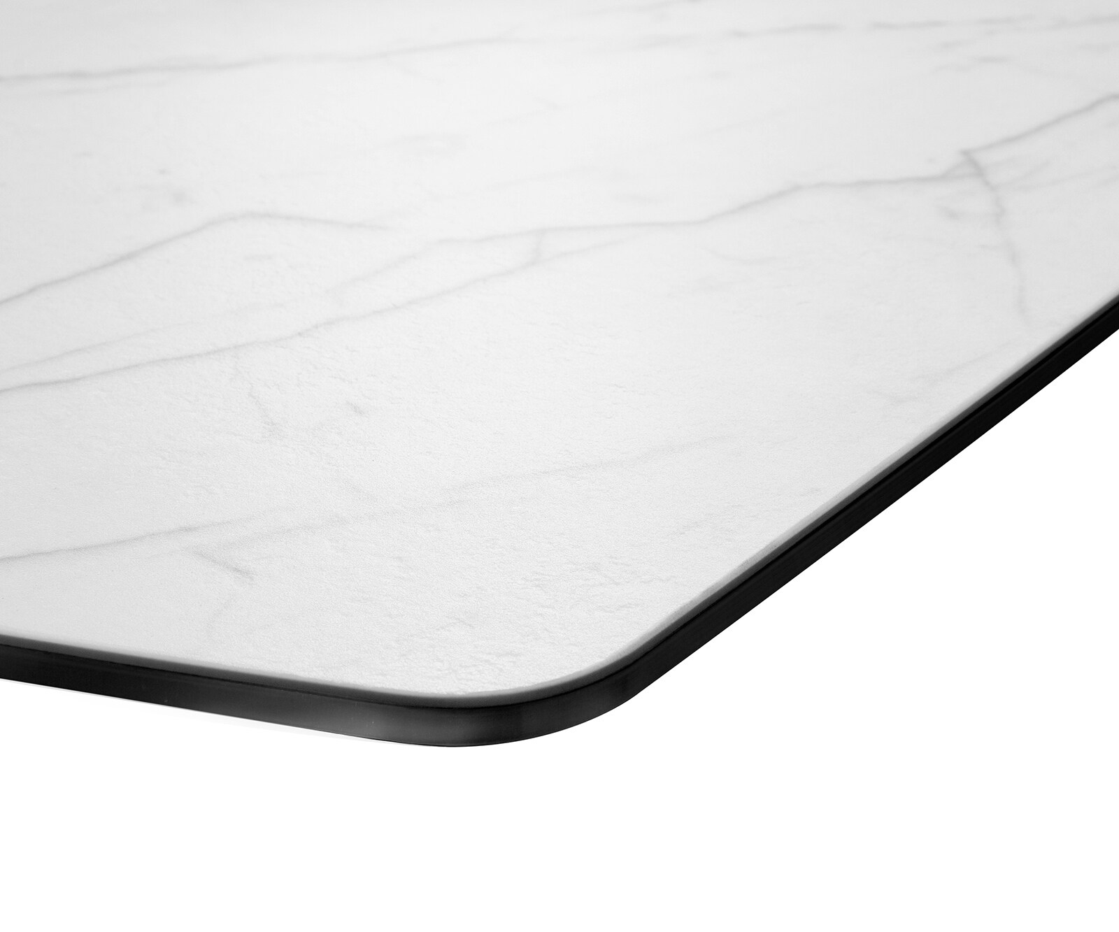 Маса Bootsform 200x100cm Keramik Laminam®Statuarietto Бял среден крак плоска стомана Черен Edge 4