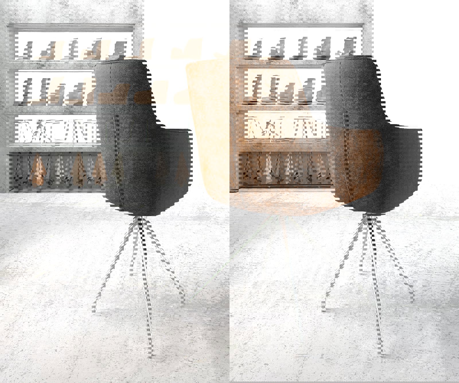 Въртящ се стол Pejo-Flex кафяв антик кръстосана рамка конична неръждаема стомана въртящ се на 180° 3