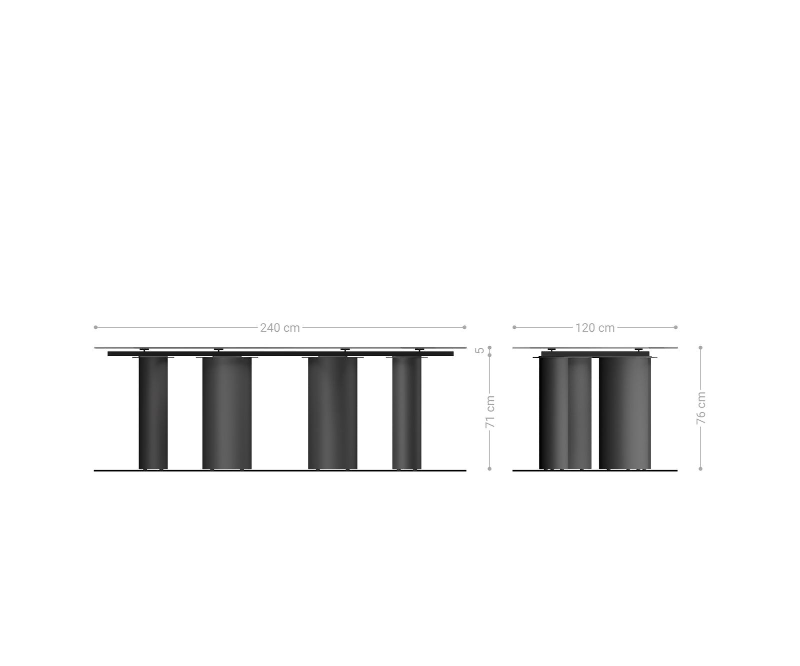 Трапезна маса Edge Boot 240x120 см, керамика Laminam „®“, цвят „Sabbia“ (дъбов), метални крака „Pilier“, черно 7