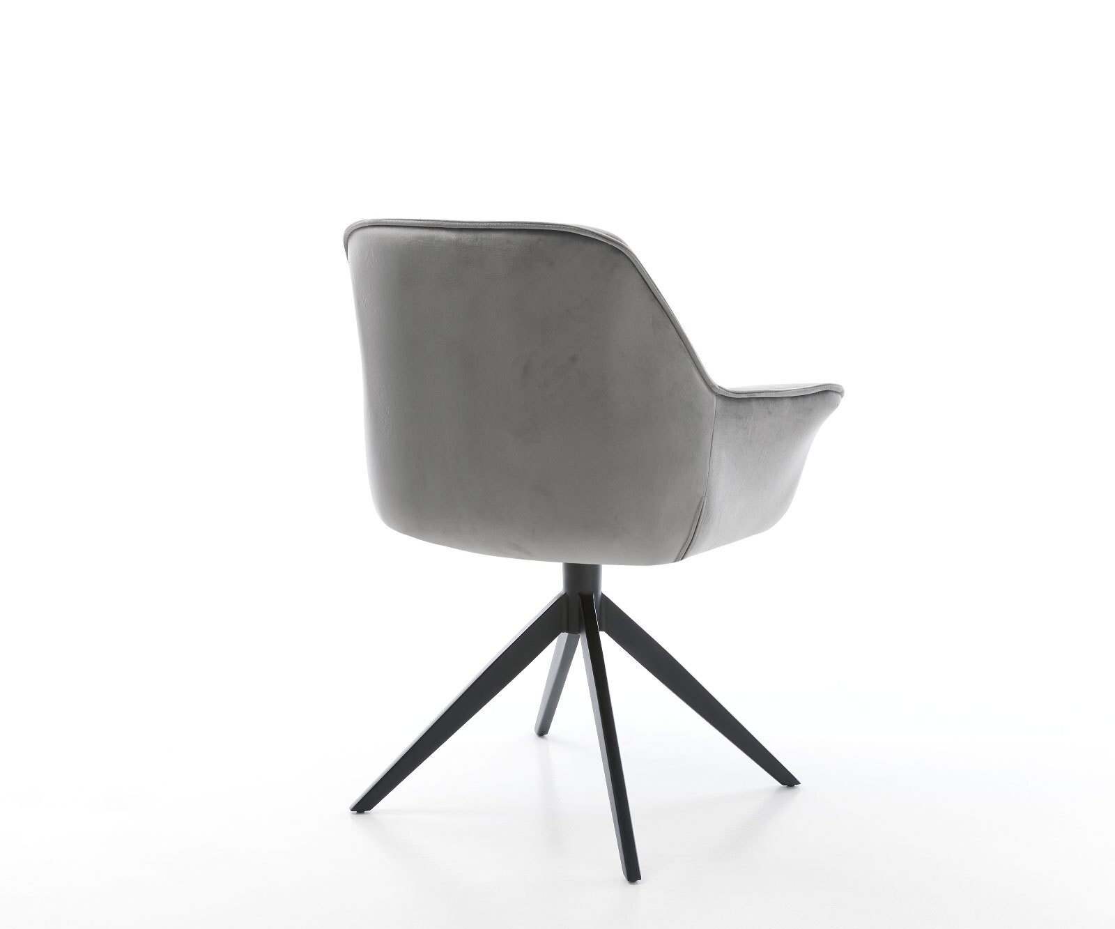 Врътящ се стол с подлакътници Кадифе Сив Конус крак плосък Черен 360° въртящ се Keila-Flex 5