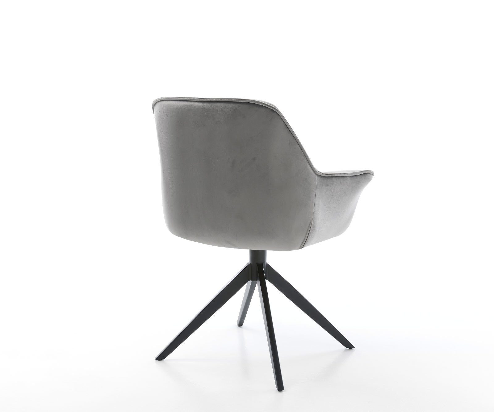 Врътящ се стол с подлакътници Кадифе Сив Конус крак плосък Черен 360° въртящ се Keila-Flex 5