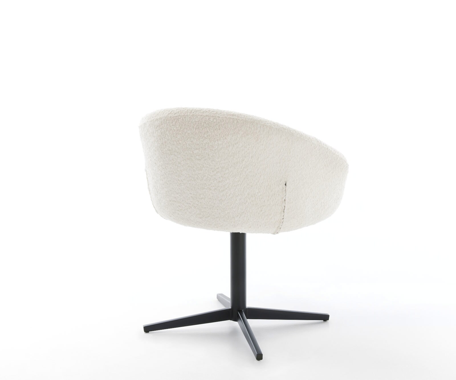 Врътящ се стол с подлакътници Букле Бял Офис основа Черен 360° въртящ се Покет пружина Vinka-Flex 5