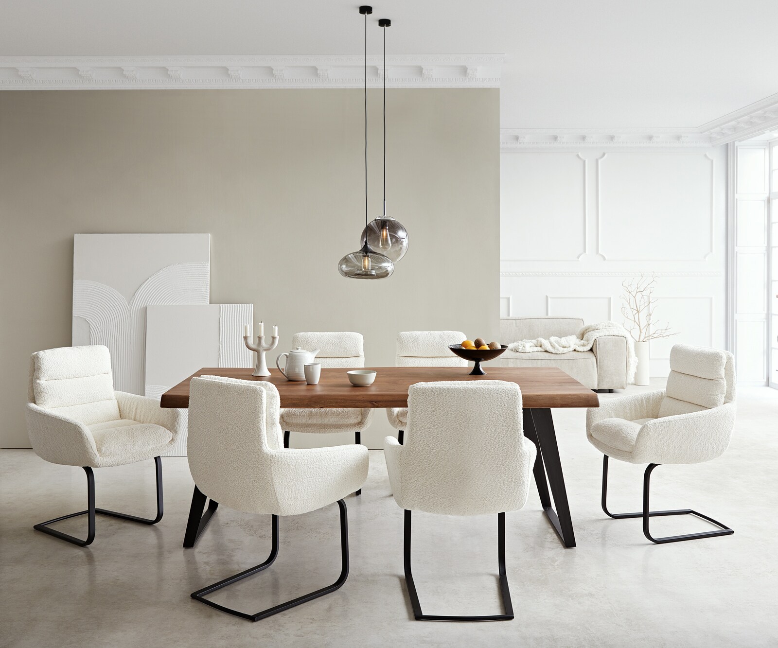 Люлеещ стол с подлакътници Букле Бял Конзолен крак плосък Черен Abelia-Flex 3 Люлеещ стол с подлакътници Букле Бял Конзолен крак плосък Черен Abelia-Flex 3