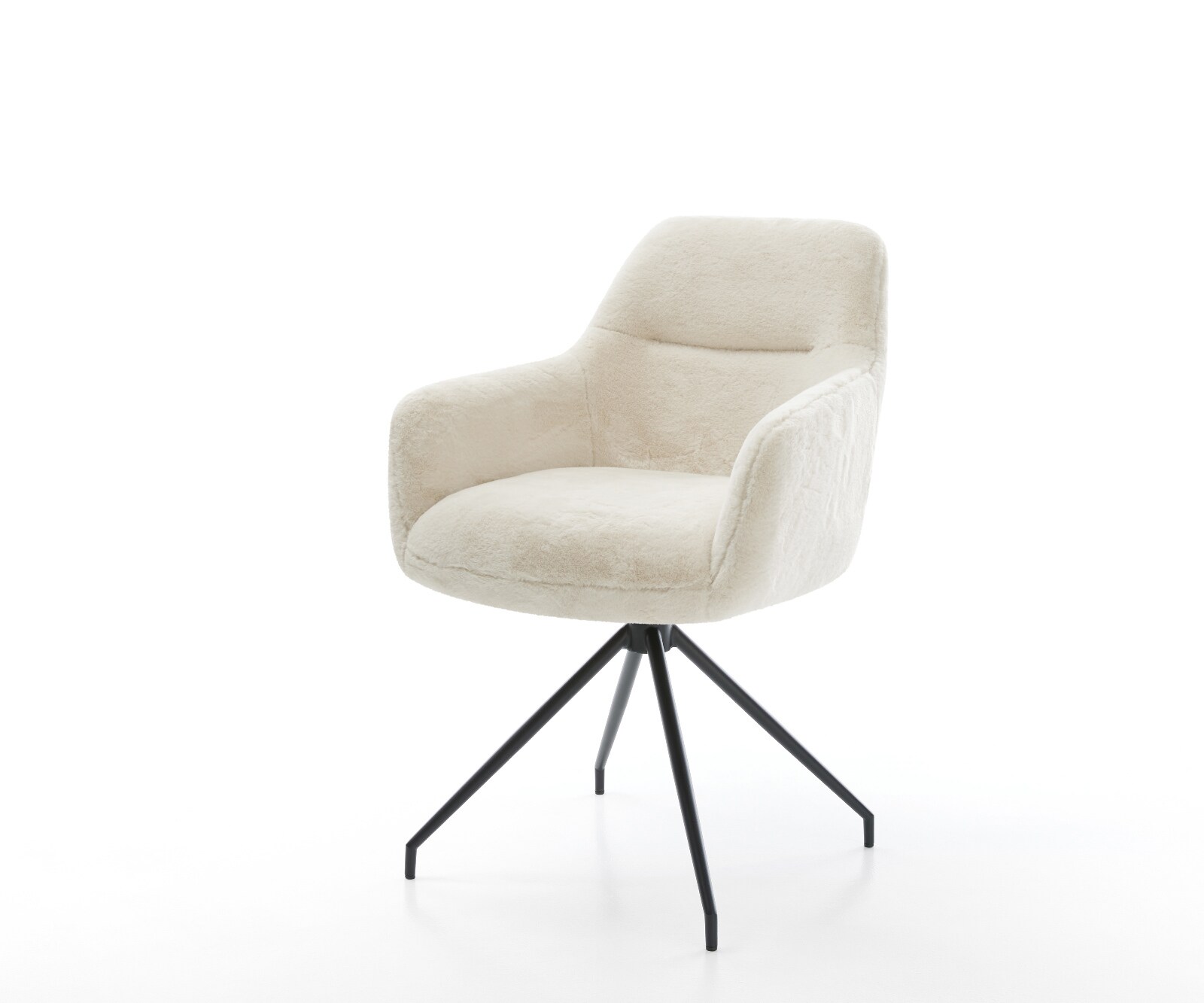 Стол за хранене Pejo-Flex плюшена кремаво-бяла кръстосана рамка с конична сърцевина от черни джобни пружини 1