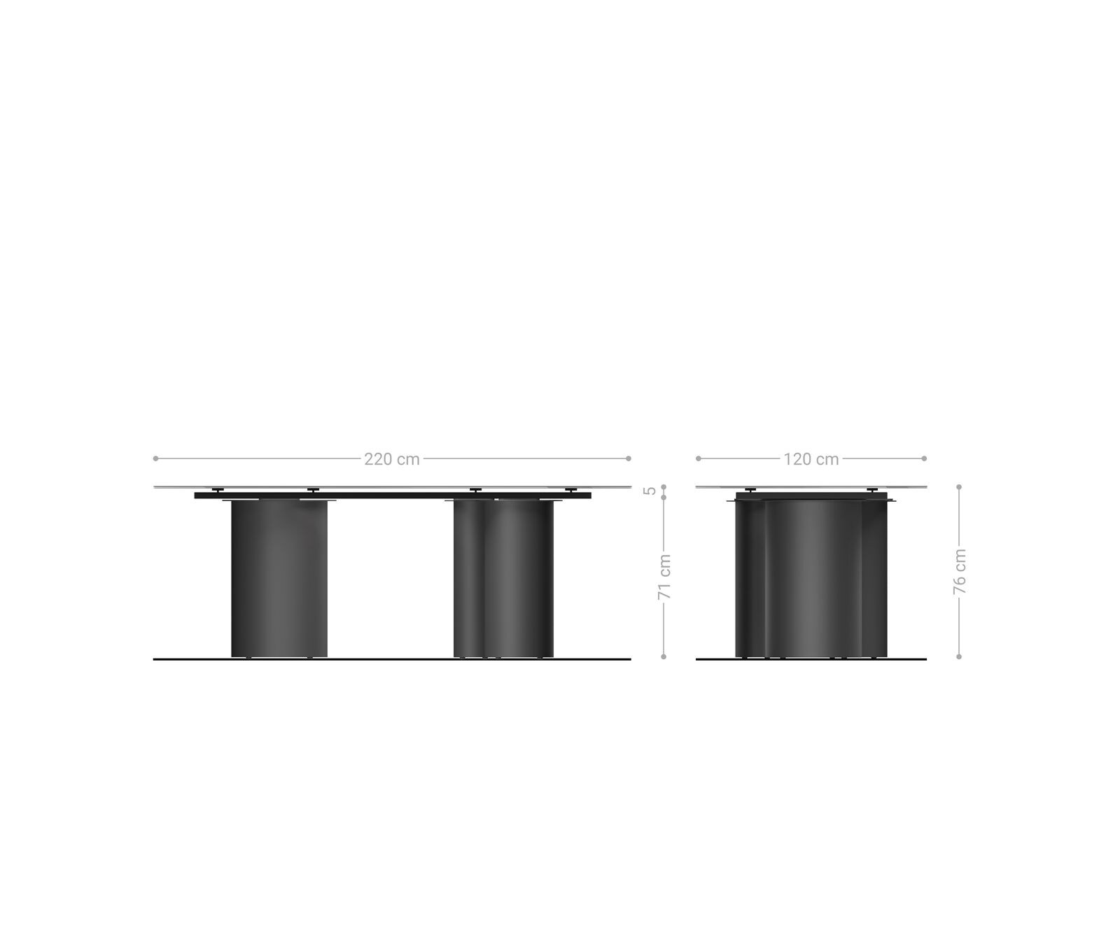 Трапезна маса Edge Oval 220x120, керамика Iris FMG Onice Oro Troa, метал с ефект „Титан“ 6