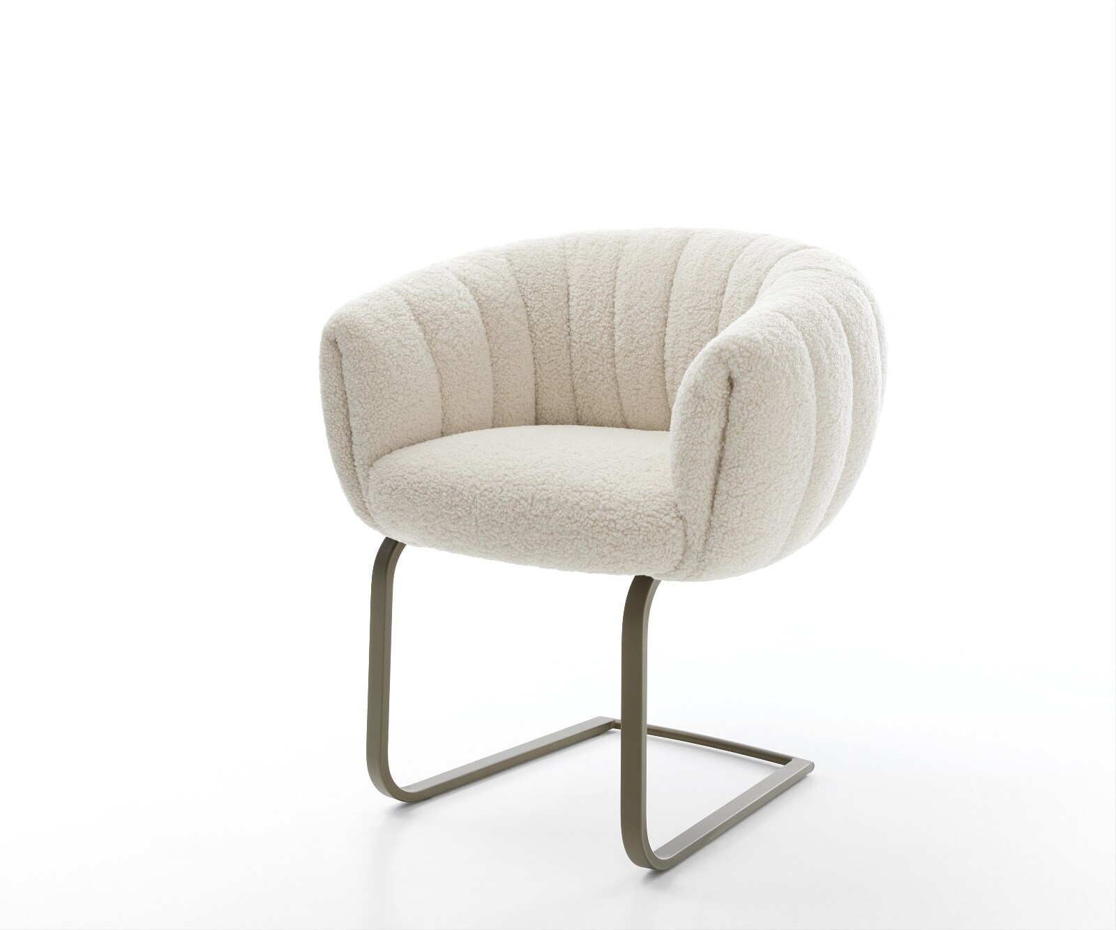 Конзолен стол Jada-Flex, teddy плат бежов стол, с конзола с плосък ефект покритие титаниев джоб пружинна сърцевина