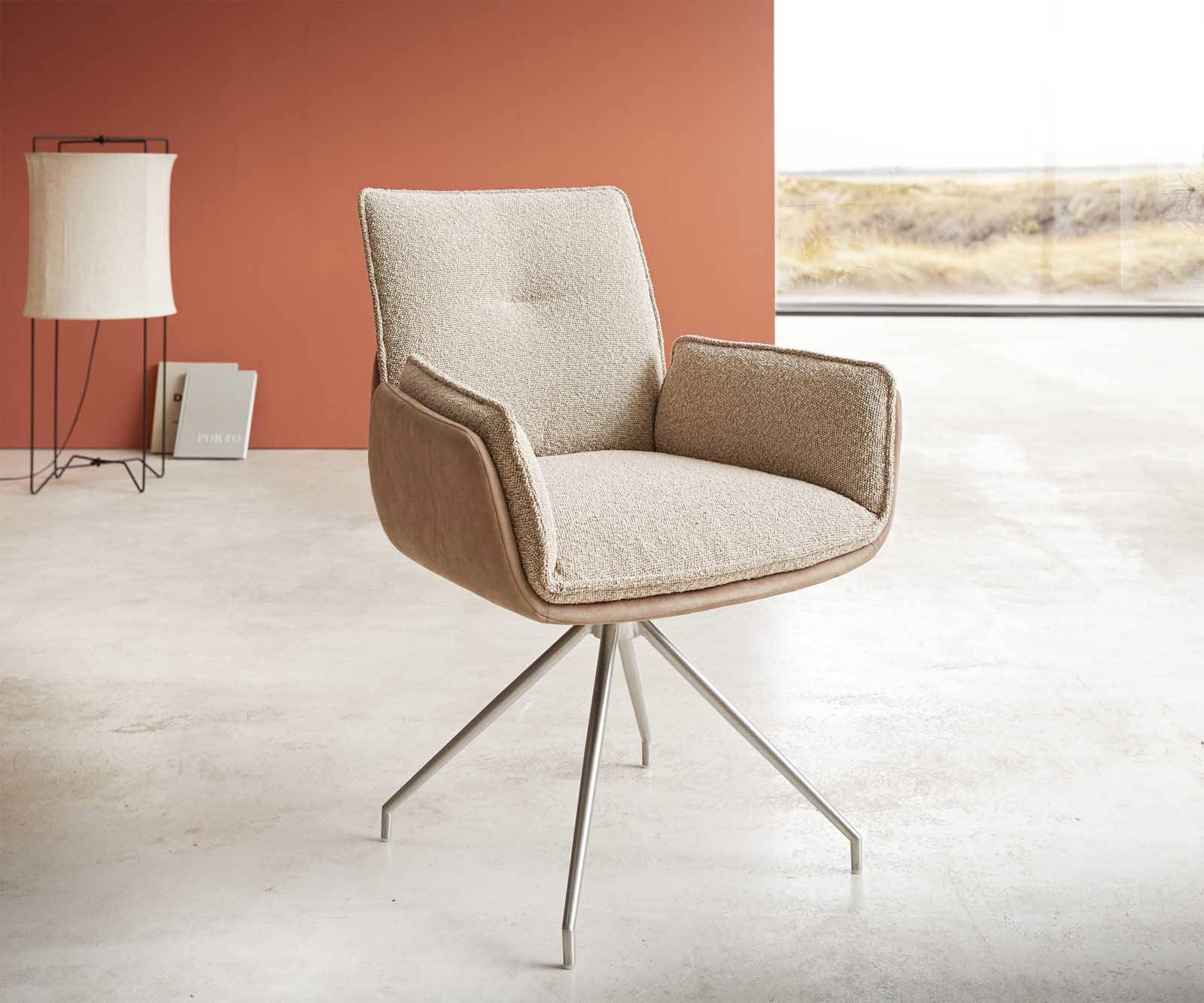 Въртящ се стол Nela-Flex материал микс кръстосана рамка неръждаема стомана въртящ се на 180° Въртящ се стол Nela-Flex материал микс кръстосана рамка неръждаема стомана въртящ се на 180°