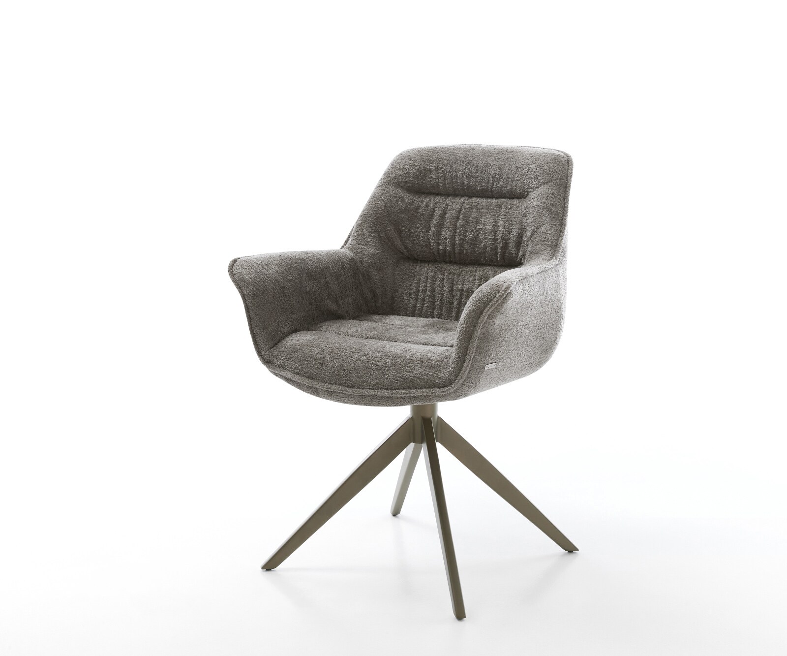 Въртящ се стол Kaira-Flex Bouclé Soft Mud Кръстосана рамка широка Ефектно покритие Титан 360° въртене Люлееща се функция