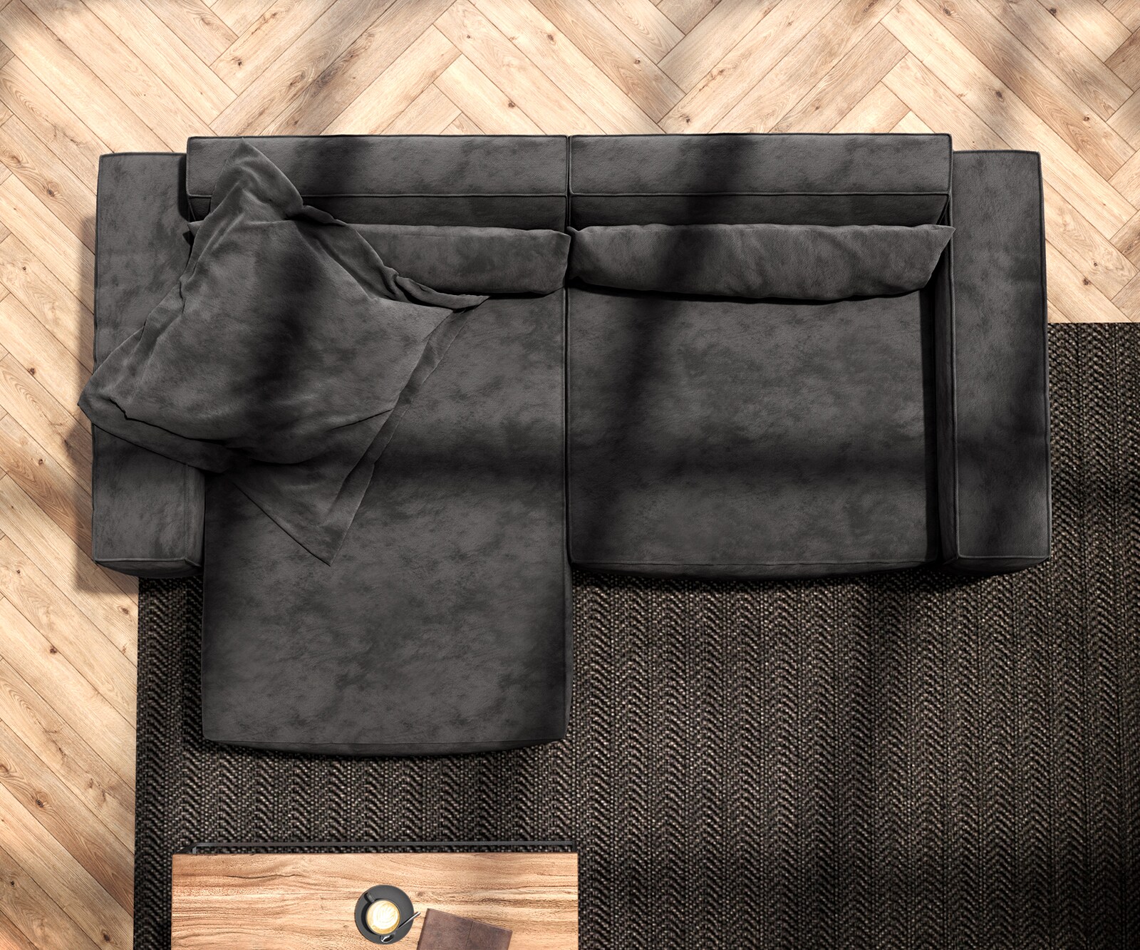 Ъглов диван L 260x160 cm Микрофибър Черен Варианти лежанка Sirpio 5