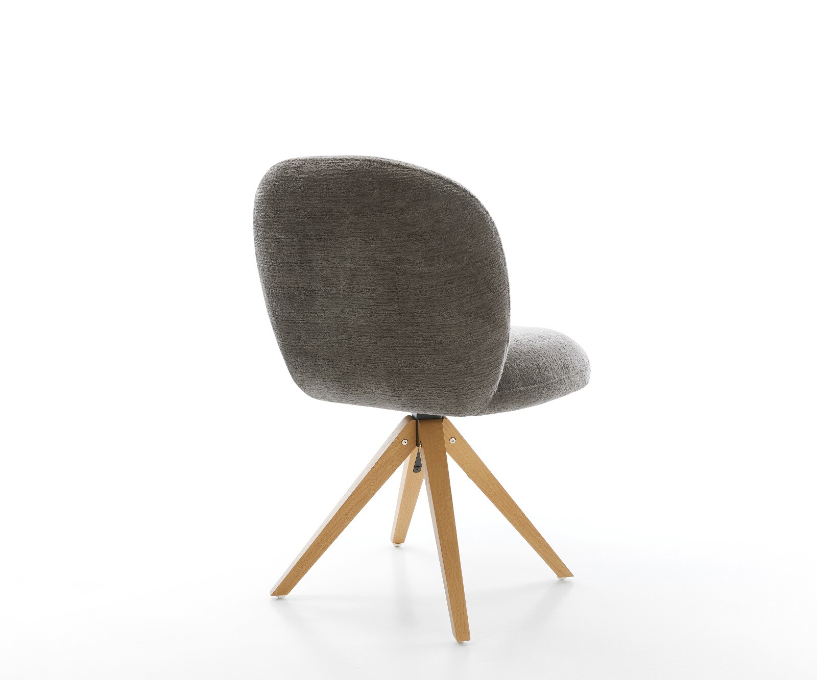 Въртящ се стол Nube-Flex Bouclé Soft, цвят „кал“, дървена рамка с изчистени линии, естествен цвят, завъртащ се на 180°, с джобни пружини 5