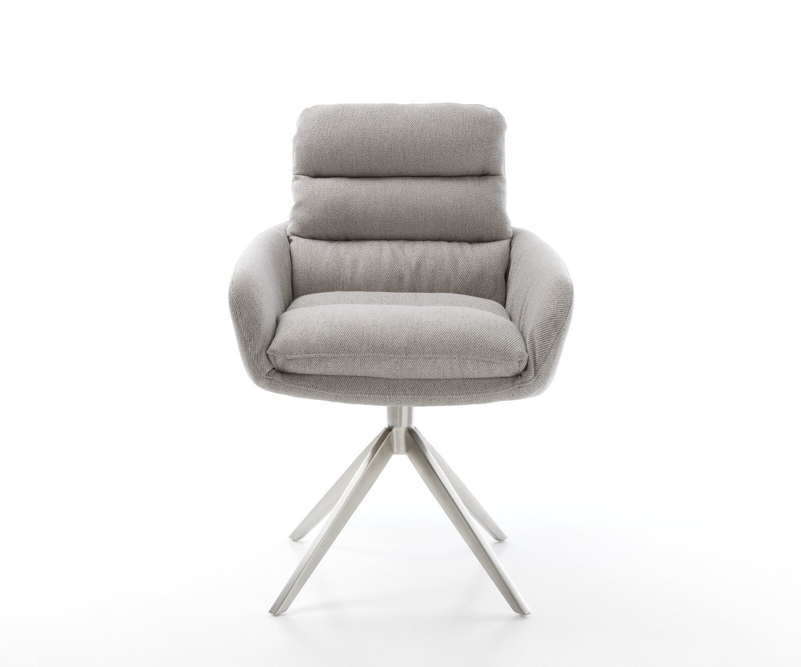 Врътящ се стол с подлакътници Ивици СветлоСив Конус крак плосък Неръждаема стомана 360° въртящ се Abelia-Flex 2