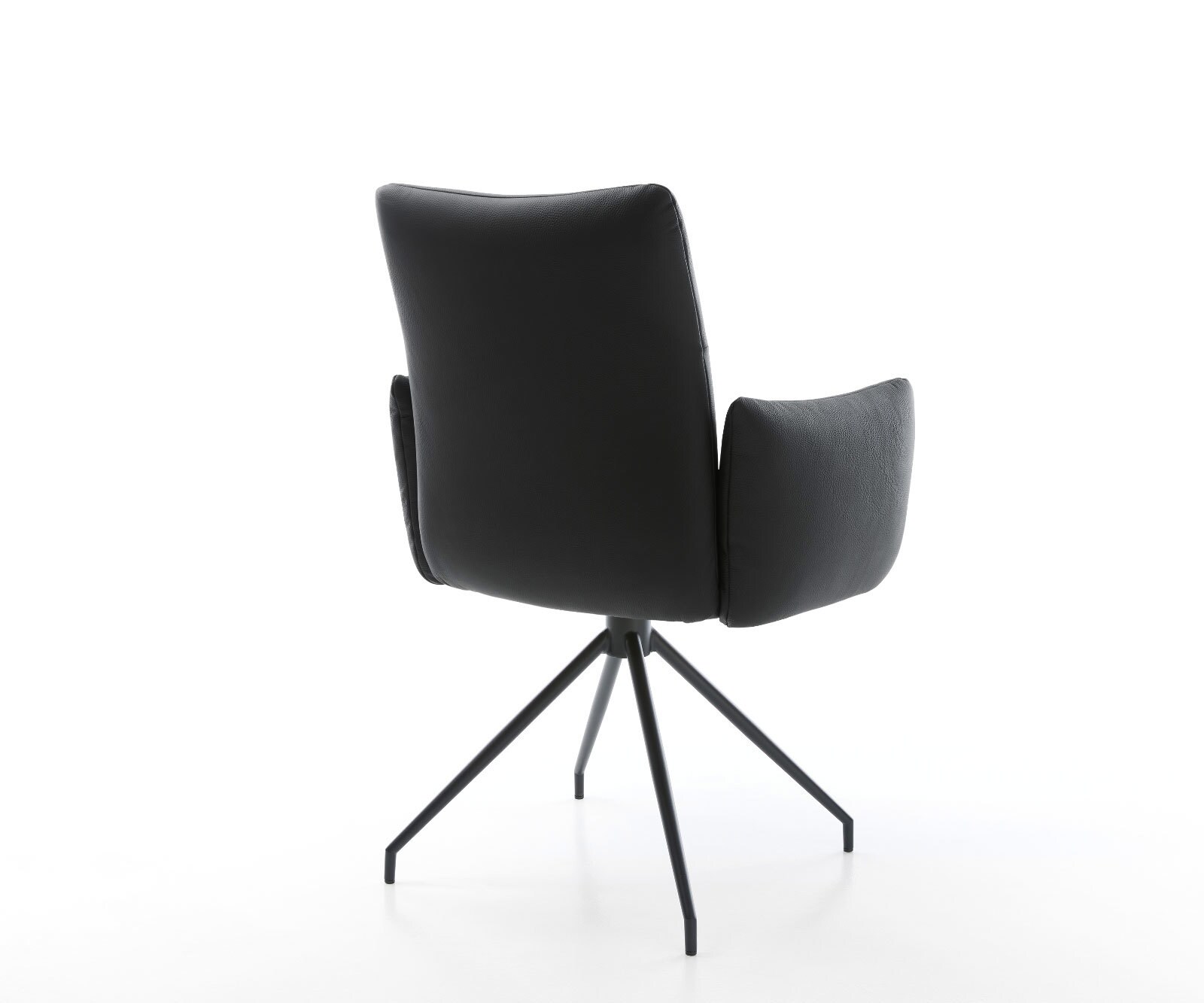 Врътящ се стол с подлакътници Естествена кожа Черен Конус крак кръгъл Черен 180° въртящ се Покет пружина Jova-Flex 5