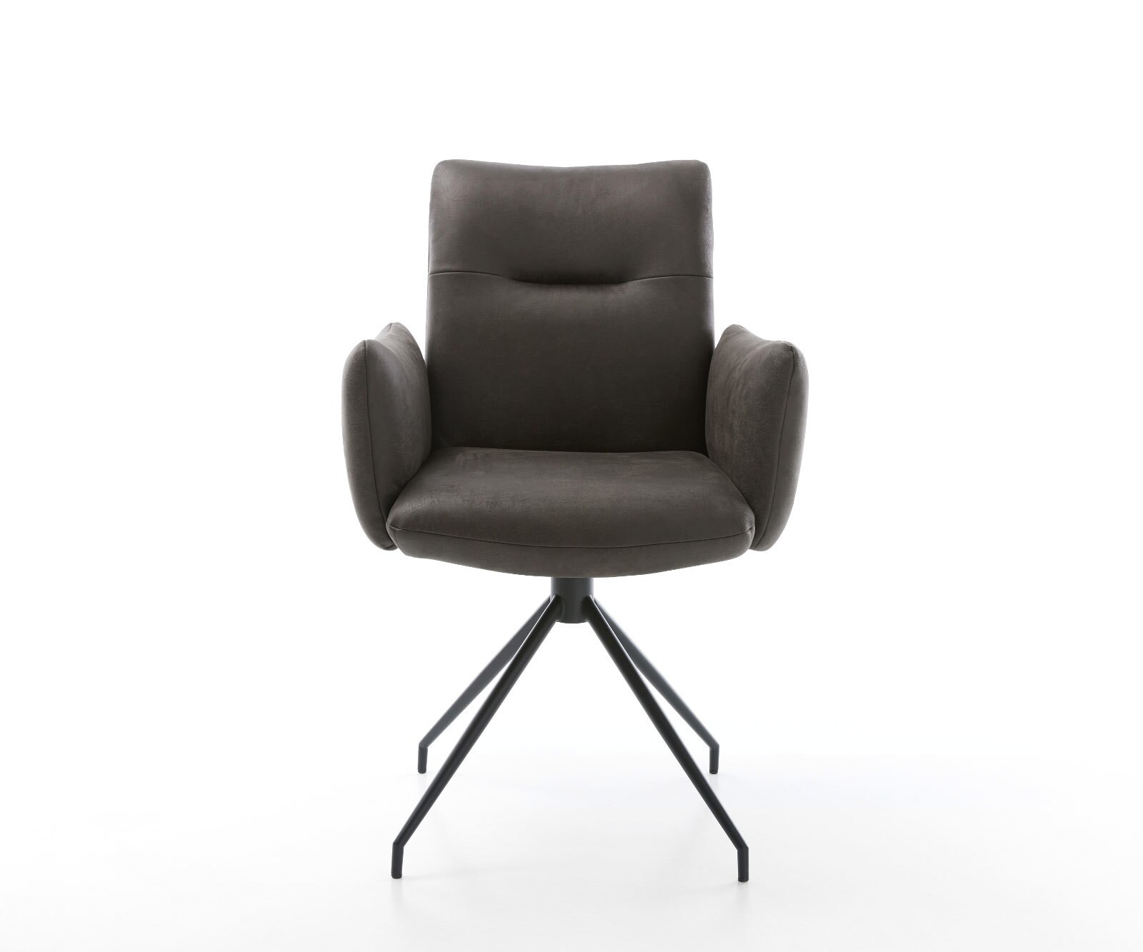 Врътящ се стол с подлакътници Антрацит Винтидж Конус крак кръгъл Черен 180° въртящ се Покет пружина Jova-Flex 2