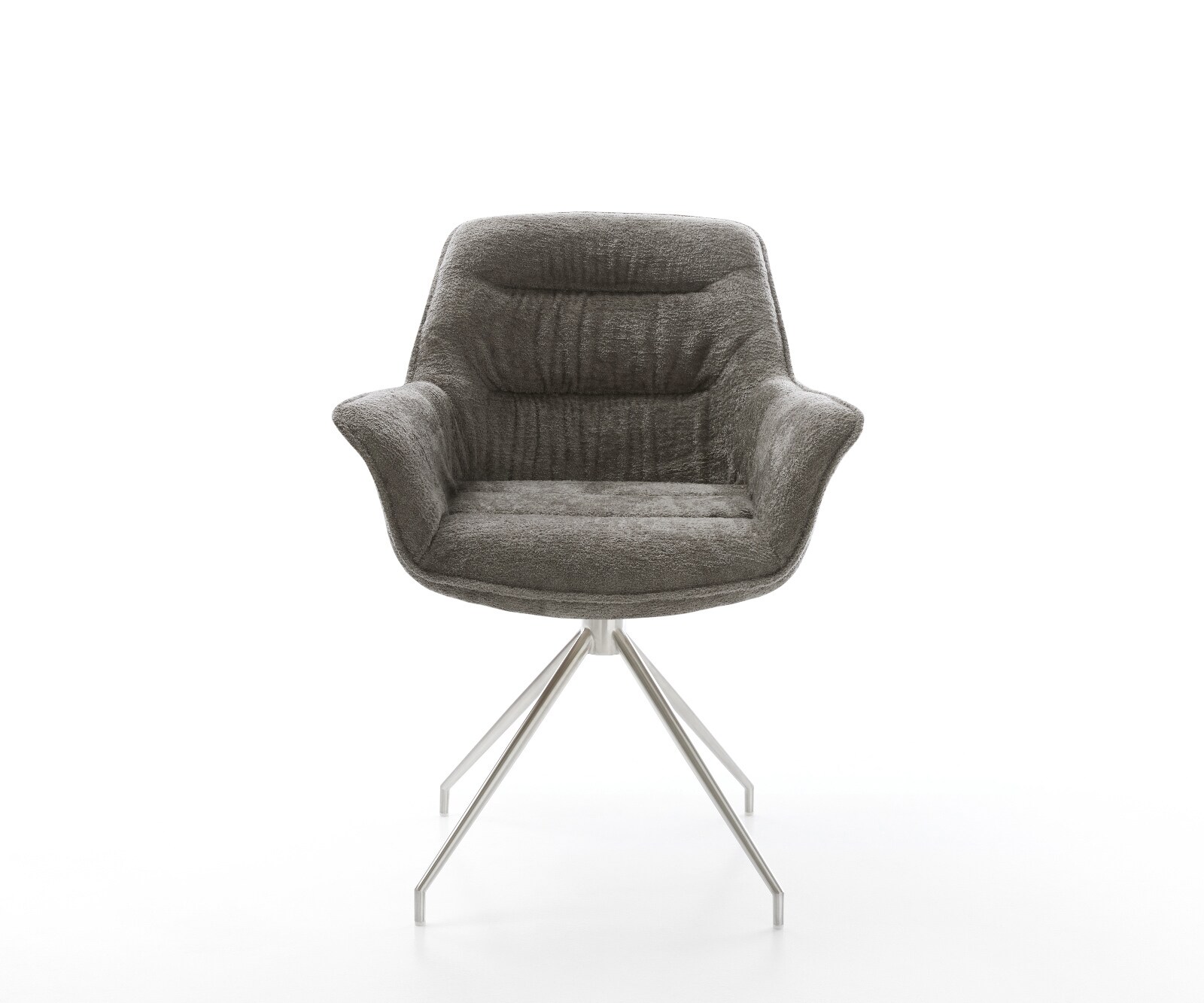 Стол за хранене Kaira-Flex Bouclé Soft Mud Кръстосана рамка от конична неръждаема стомана 1