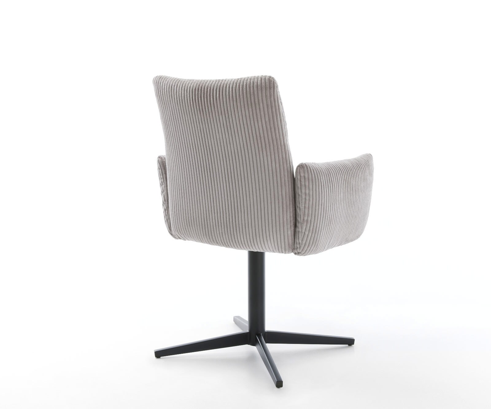 Врътящ се стол с подлакътници Корд СребристСив Офис основа Черен 360° въртящ се Покет пружина Jova-Flex 5