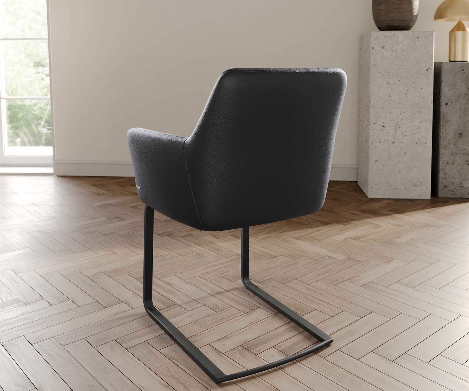 Люлеещ стол с подлакътници Естествена кожа Черен Конзолен крак плосък Черен Покет пружина Xana-Flex 4 Люлеещ стол с подлакътници Естествена кожа Черен Конзолен крак плосък Черен Покет пружина Xana-Flex 4