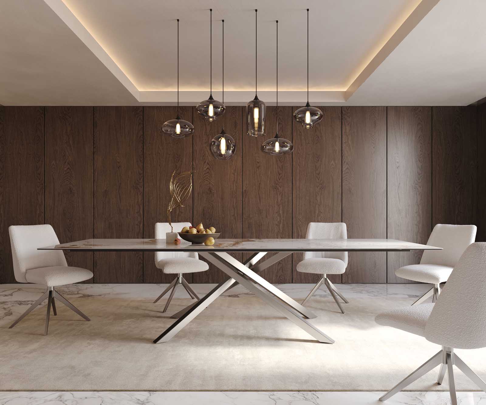 Маса 300x100 Keramik Minas Melange Бял-Бежов КръстРамка Правоъгълник Неръждаема стомана Edge 2