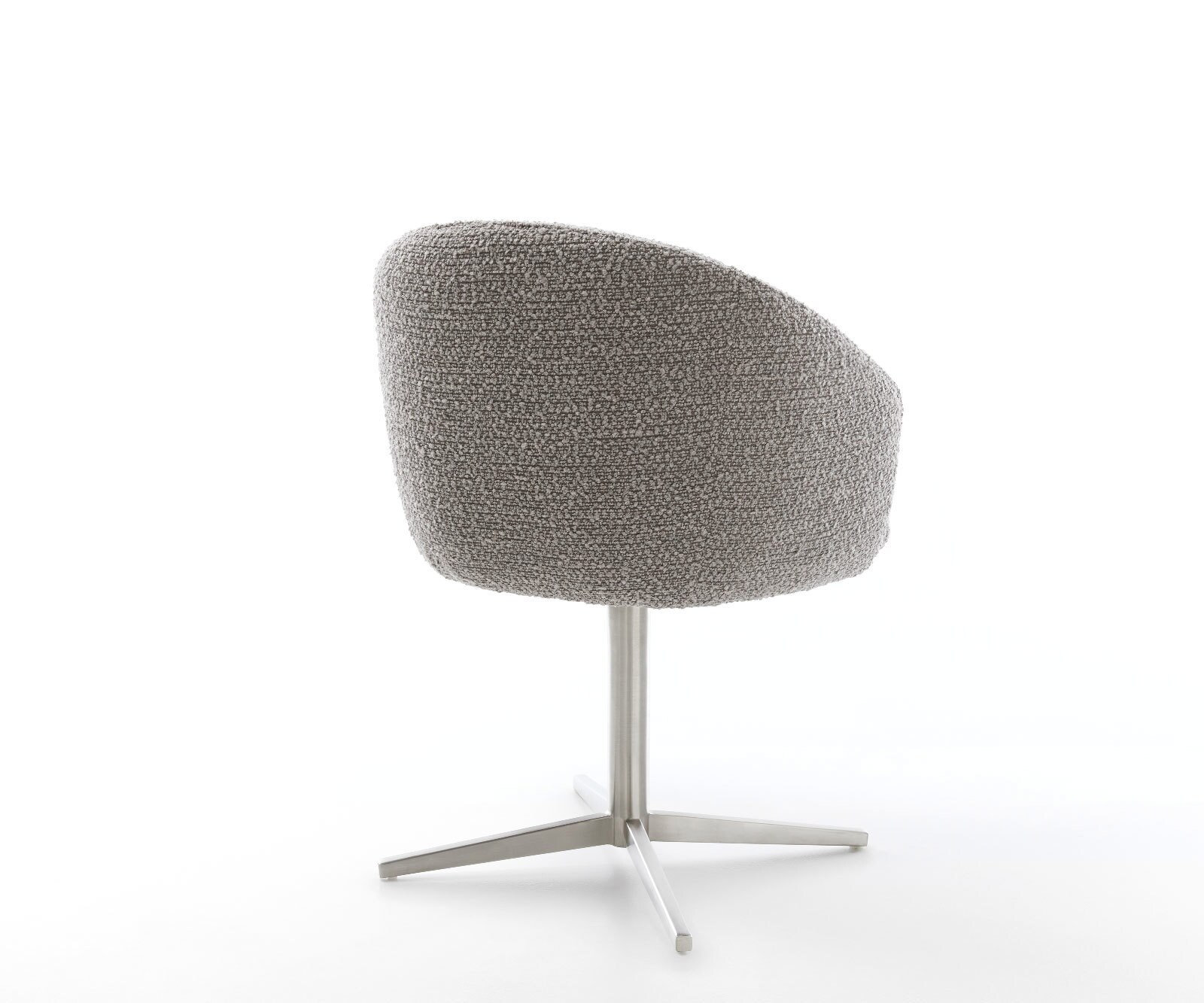 Врътящ се стол с подлакътници Букле СребристСив Офис основа Неръждаема стомана 360° въртящ се Покет пружина Caja-Flex 5