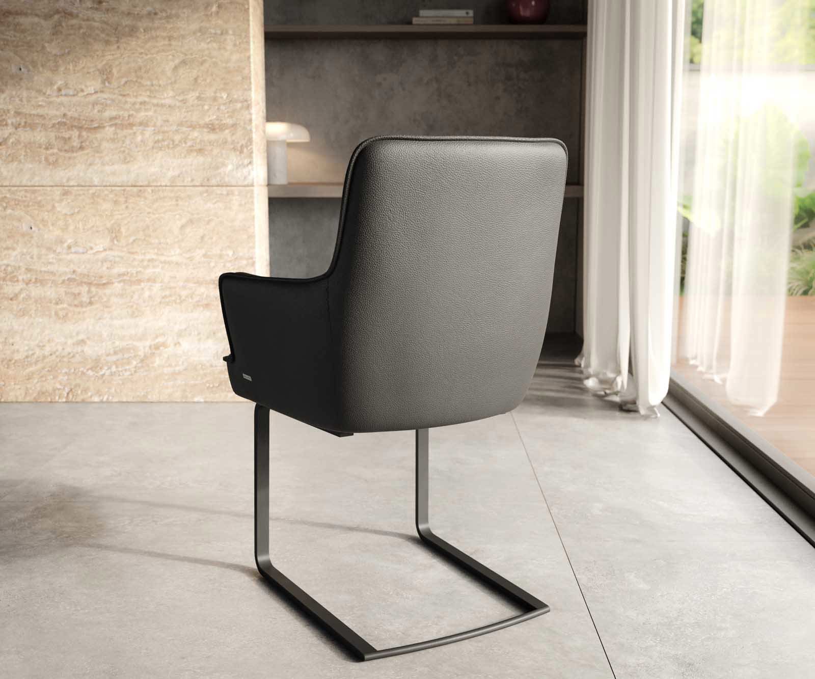 Люлеещ стол с подлакътници Естествена кожа Черен Конзолен крак плосък Черен Покет пружина Heira-Flex 1 Люлеещ стол с подлакътници Естествена кожа Черен Конзолен крак плосък Черен Покет пружина Heira-Flex 1