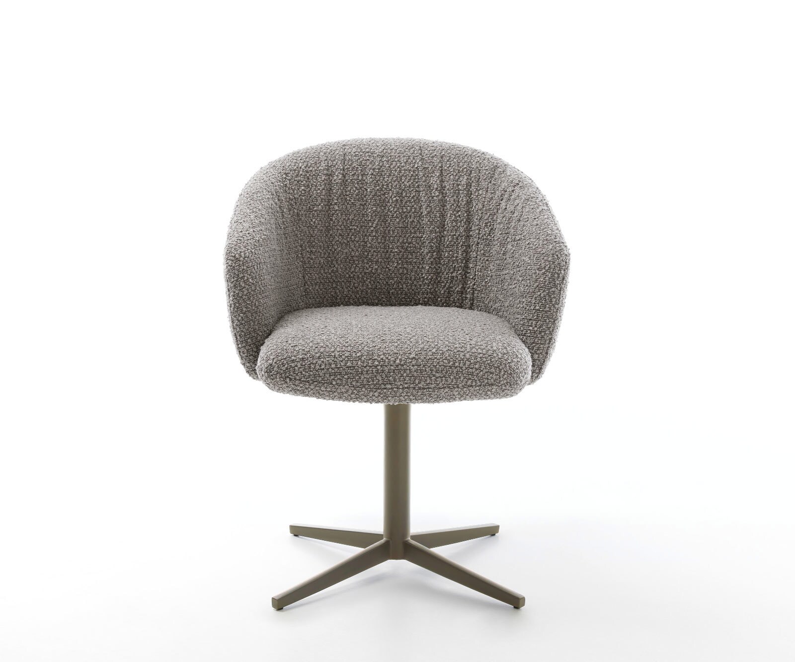 Врътящ се стол с подлакътници Букле СребристСив Офис основа  Titan 360° въртящ се Покет пружина Caja-Flex 2