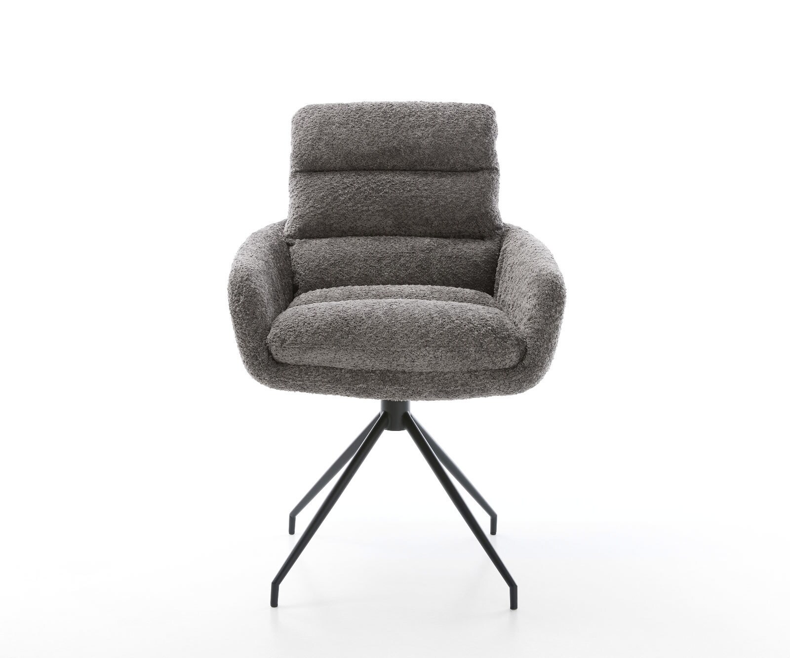 Врътящ се стол с подлакътници Букле Сив Конус крак кръгъл Черен 180° въртящ се Abelia-Flex 2