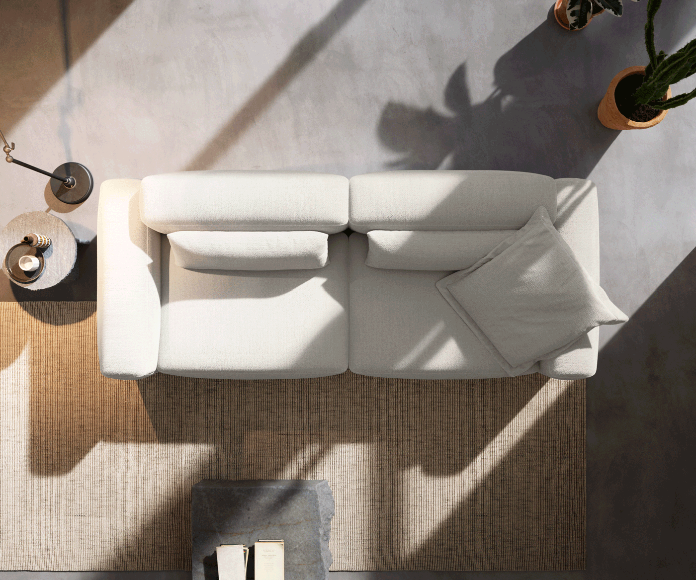 Голям диван Freestyle 280x110 cm Bouclé Soft Бежово с прошивка 4