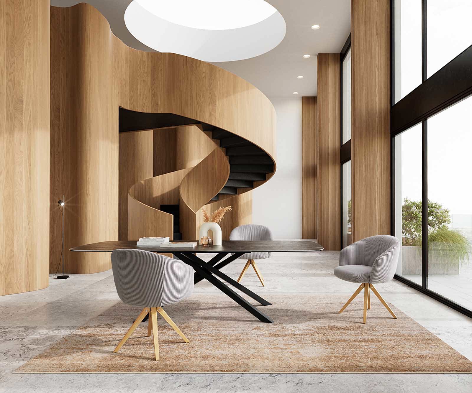 Врътящ се стол с подлакътници Корд СребристСив Дървена рамка  Натурал 180° въртящ се Покет пружина Caja-Flex 5 Врътящ се стол с подлакътници Корд СребристСив Дървена рамка  Натурал 180° въртящ се Покет пружина Caja-Flex 5