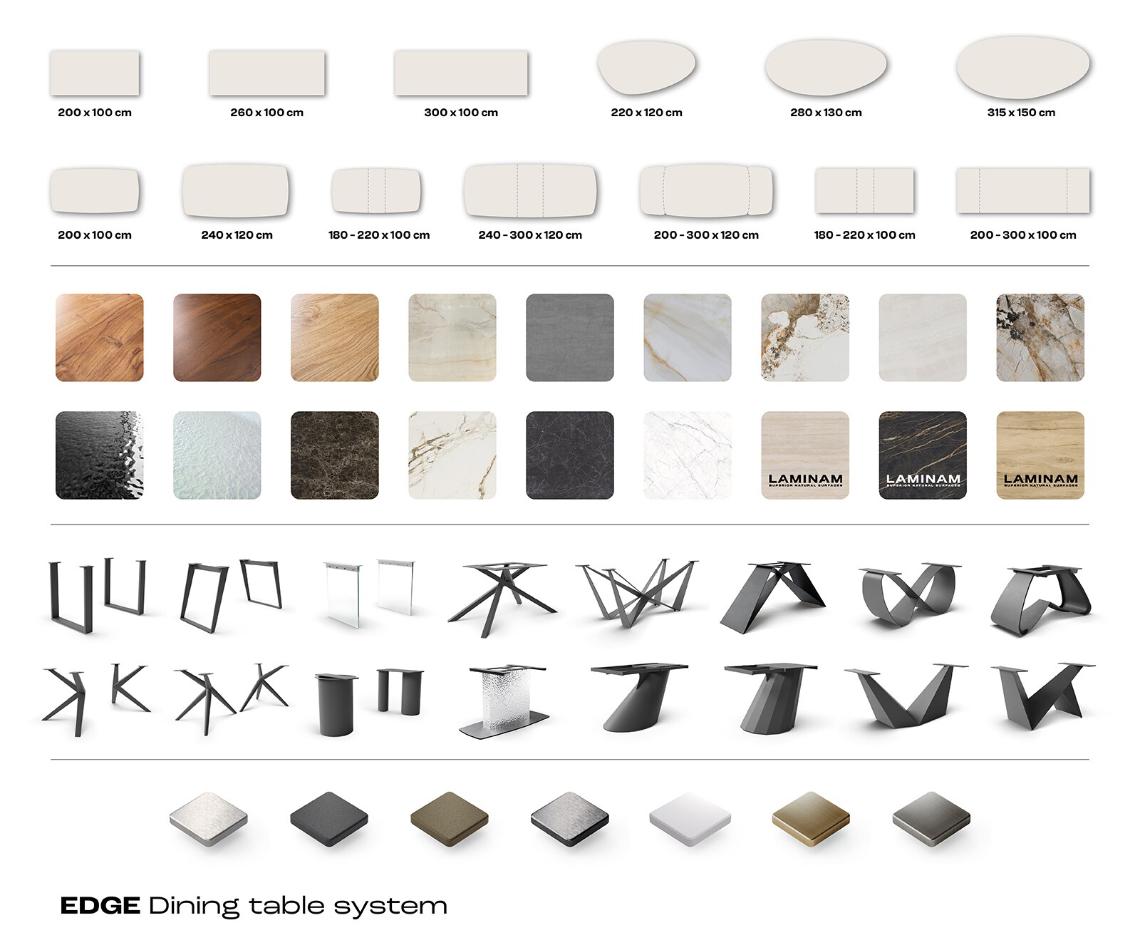 Трапезна маса Edge Boot 260x120 см, керамика Minas Melange, бяло-бежово, Zenthara, с остри ръбове, метално покритие с ефект „титан“ 8
